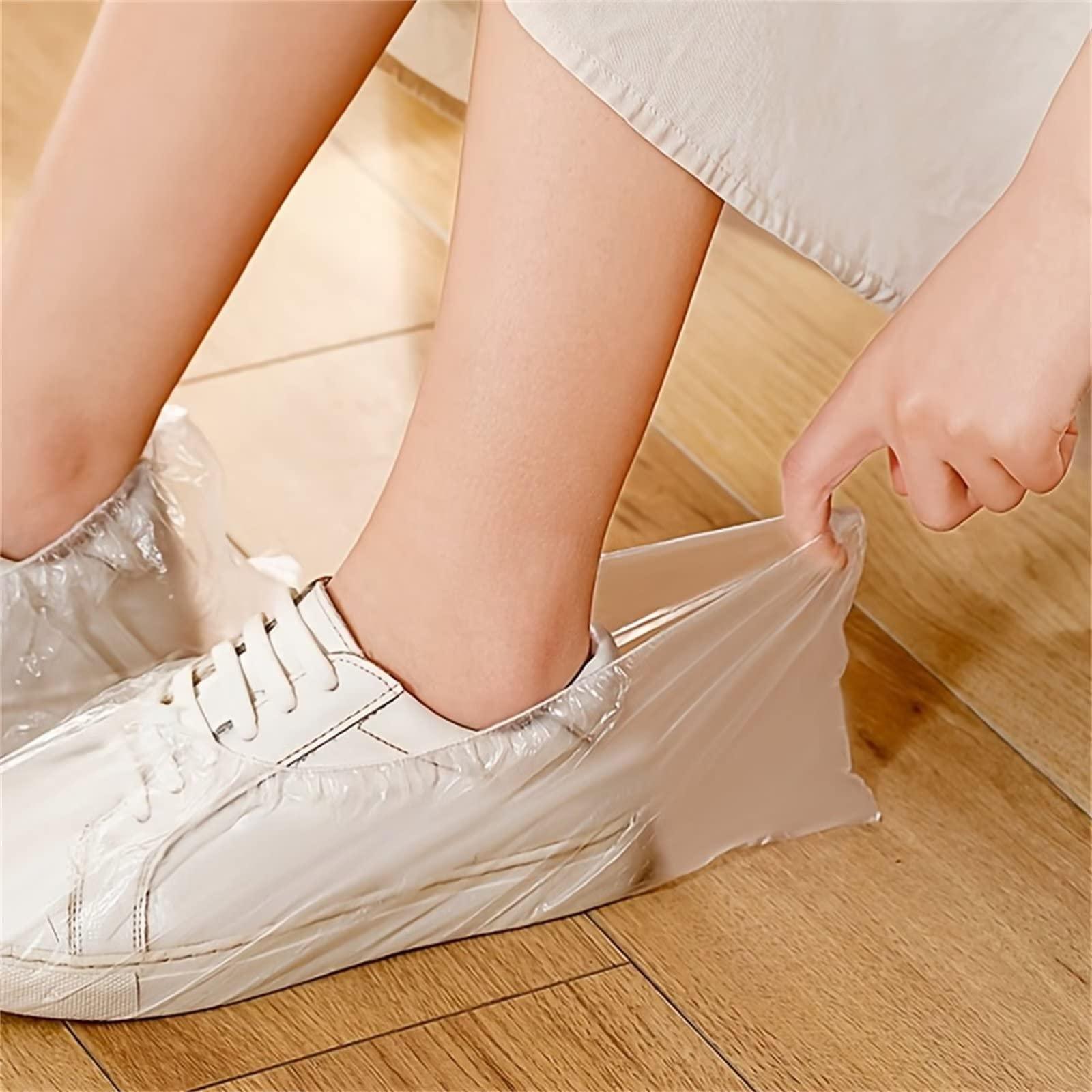 Typutomi Disposable Shoe Covers Waterproof,100pcs(50 Pairs) Clear Shoe Protectors Covers Non Slip Household Indoor Thickened Foot Covers - Fits Most Shoes