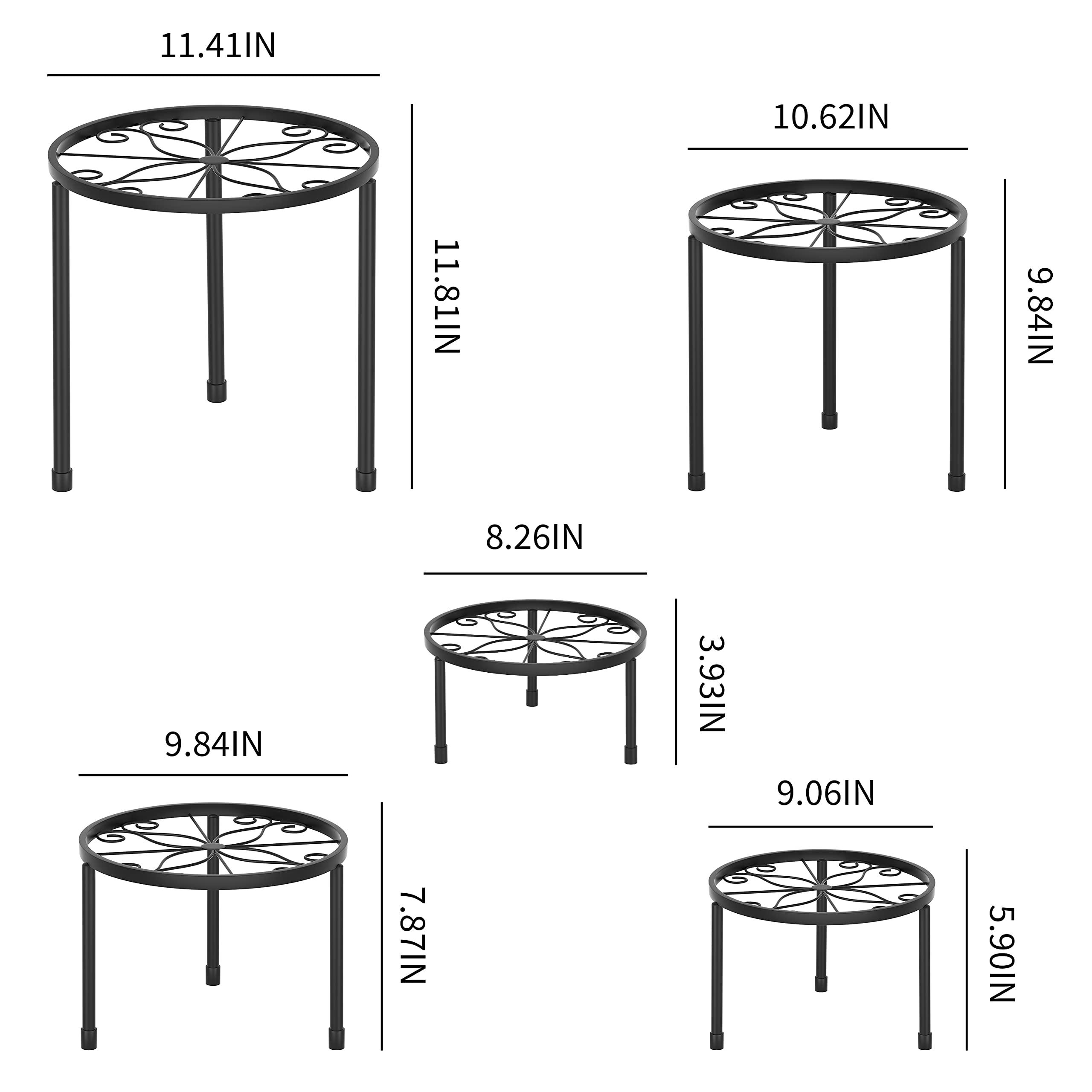 Linpla 5-Pack Decent Metal Plant Stands, Heavy Duty Flower Pot Stands for Multiple Plant, Anti-Rust Iron Plant Pot Shelf, Decoration Racks for Home Indoor and Outdoor (5 Pack Black) - Image 2