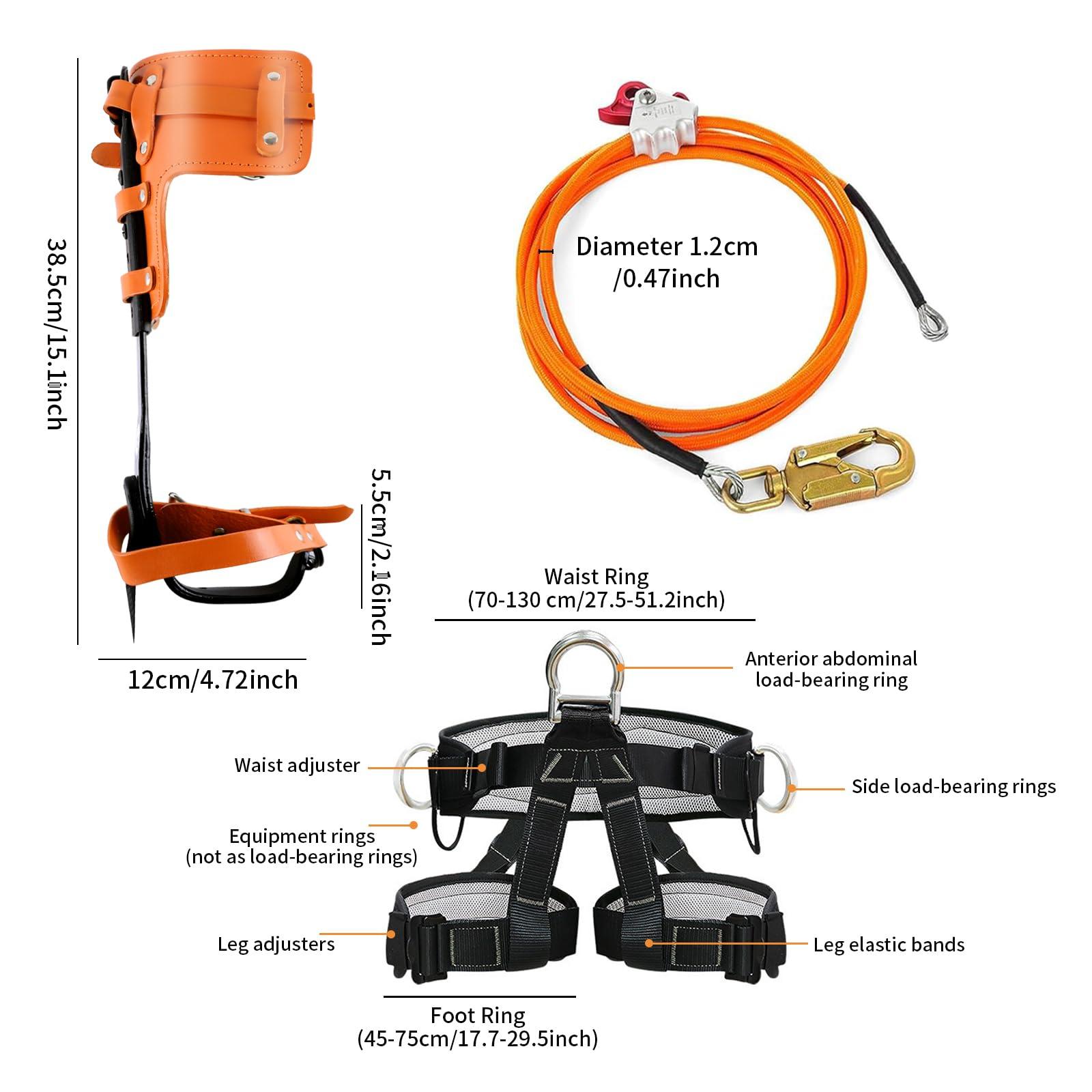 XISEZIUO Tree Climbing Spikes Kit, Tree Climbing Gear, Full Rock Climbing Kit for Tree Work, Arborist Tree Climbing Equipment, Adjustable Climbing Straps - Image 2