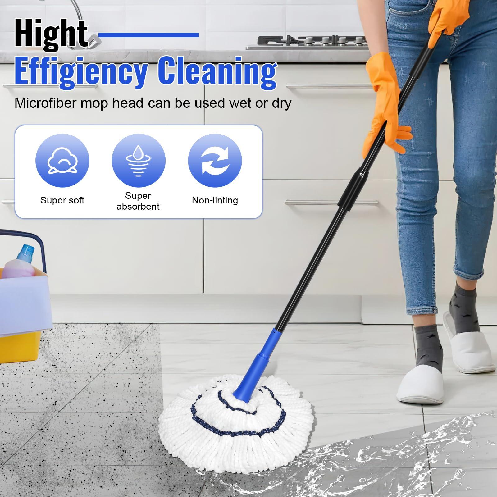 Self Wringing Mop Microfiber Twist Mop for Floor Cleaning, String Wet Floor Mops with Wringer Long Handled for Hardwood Vinyl, Tile, Commercial Household Clean,Safe on All Floors Types - Image 3