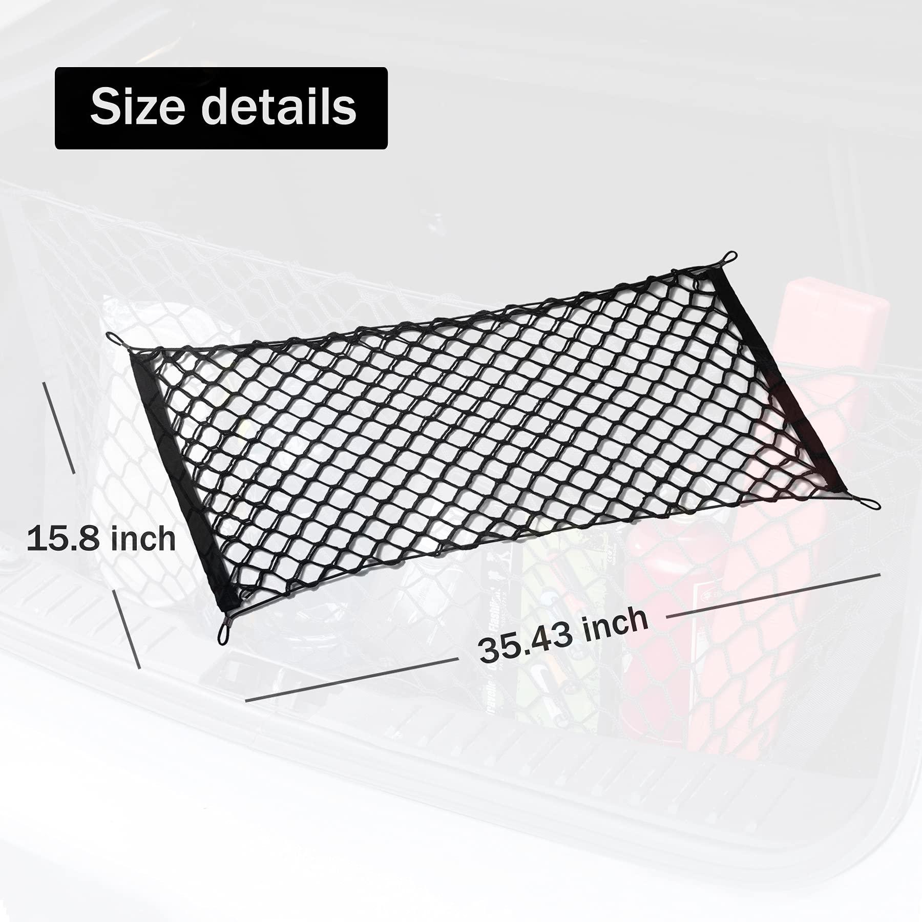 Amiss Cargo Net Stretchable, Car Exterior Accessories, Adjustable Elastic Trunk Storage Net with Hook for SUVs, Cars and Trucks (35.4x15.8 Inch) - Image 3