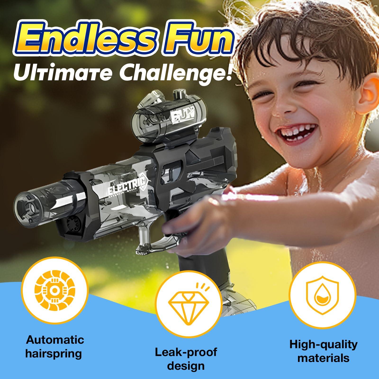 Woyuosn Ultimate Battle Blaster Electric Water Guns with Realistic Gun Muzzle Flame High Capacity Squirt Guns Summer Outdoor Beach Swimming Pool Party Toy for Adult Kid(Black) - Image 3