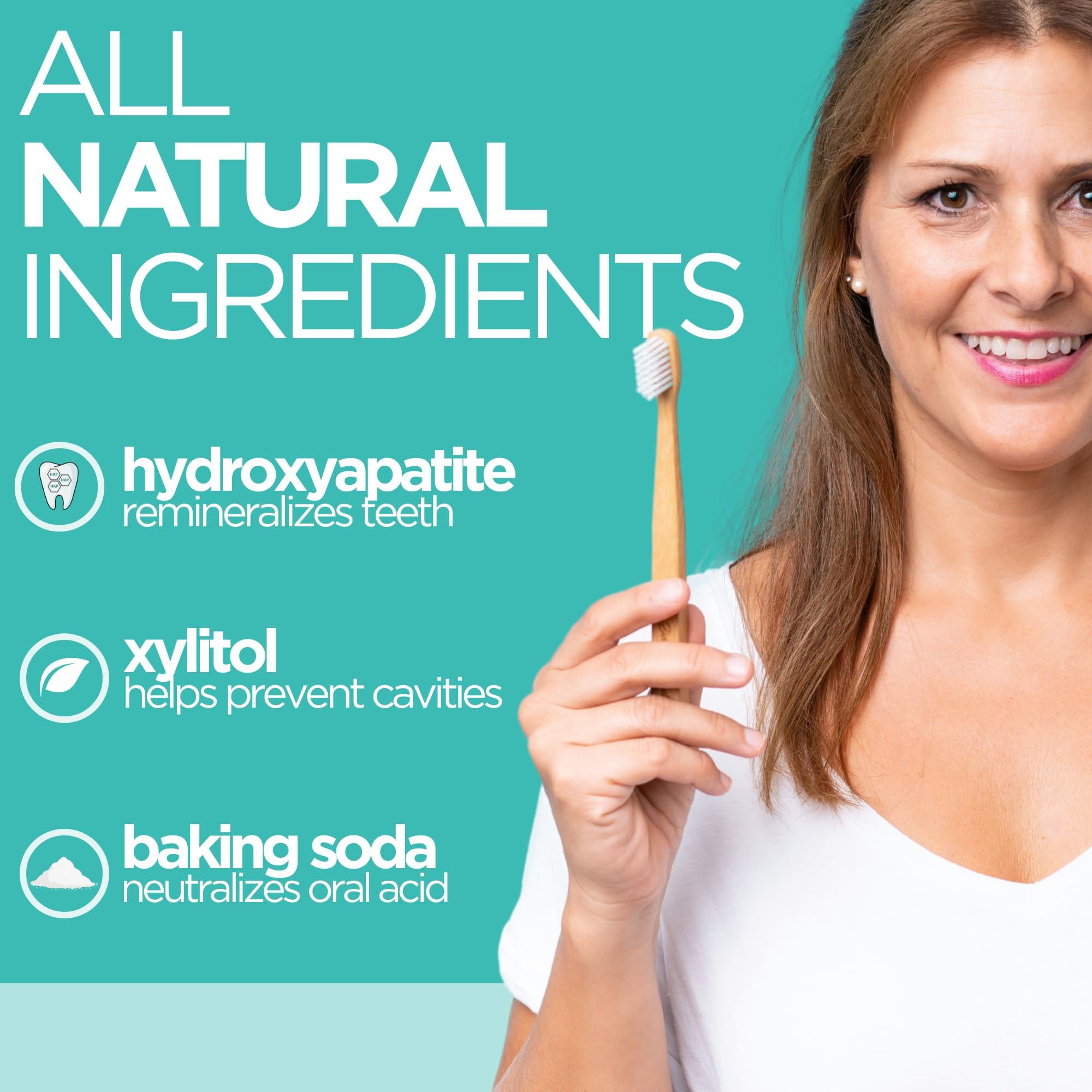 Wellnesse Whitening Hydroxyapatite Toothpaste with Xylitol, Natural Fluoride-Free Teeth Whitening Toothpaste for Adults, Strengthens Enamel, Supports Gum Health, Fresh Mint Flavor, 4 oz (Pack of 1) - Image 6