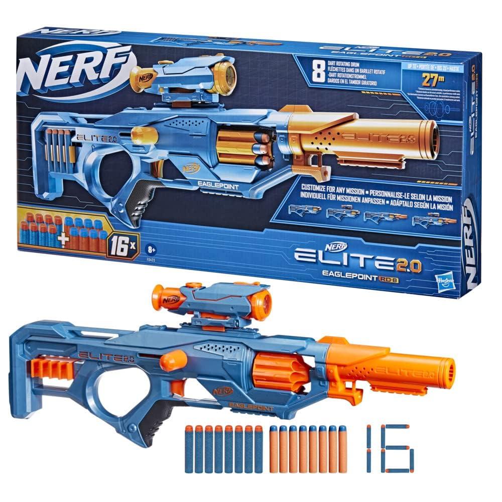 Hasbro Nerf Elite 2.0 Eaglepoint RD-8 Water Blaster, Super Soakers for Kids, 16-Dart Capacity, Travel Outdoor Summer Toys, Fun for Ages 8+ - Image 3