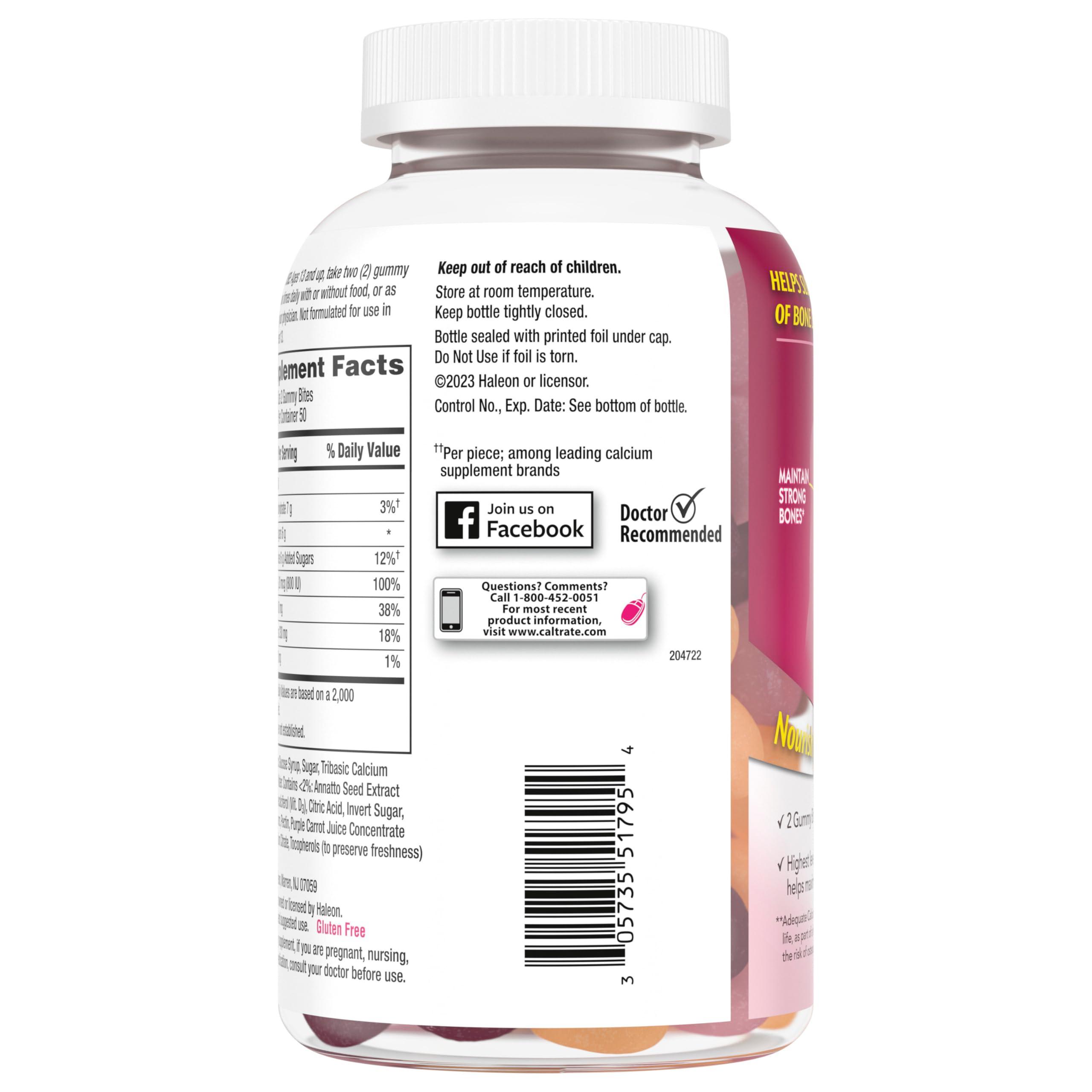 Caltrate Gummy Bites 500 mg Calcium and Vitamin D Supplement, Black Cherry, Strawberry, Orange - 100 Count - Image 11