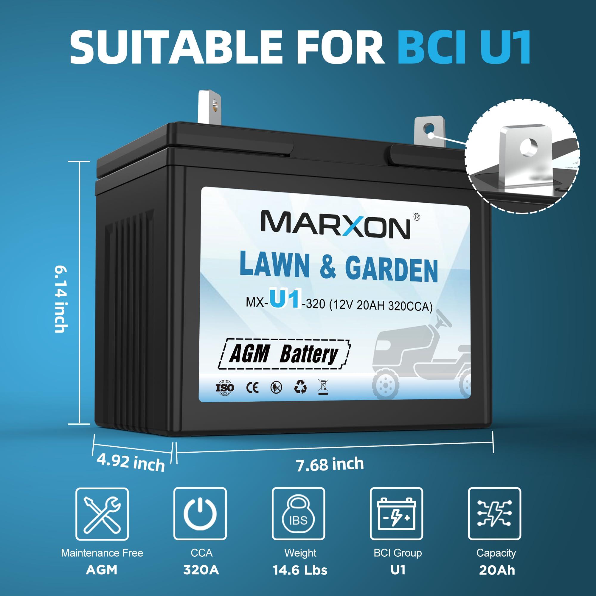Marxon U1 320CCA Riding Lawn Mower Batteries, Garden Tractors Battery Maintenance Free AGM Battery, Compatible with Troy-Bilt, John Deere, Toro, Cub Cadet, Craftsman, Ariens Poulan Pro Massey Ferguson - Image 2