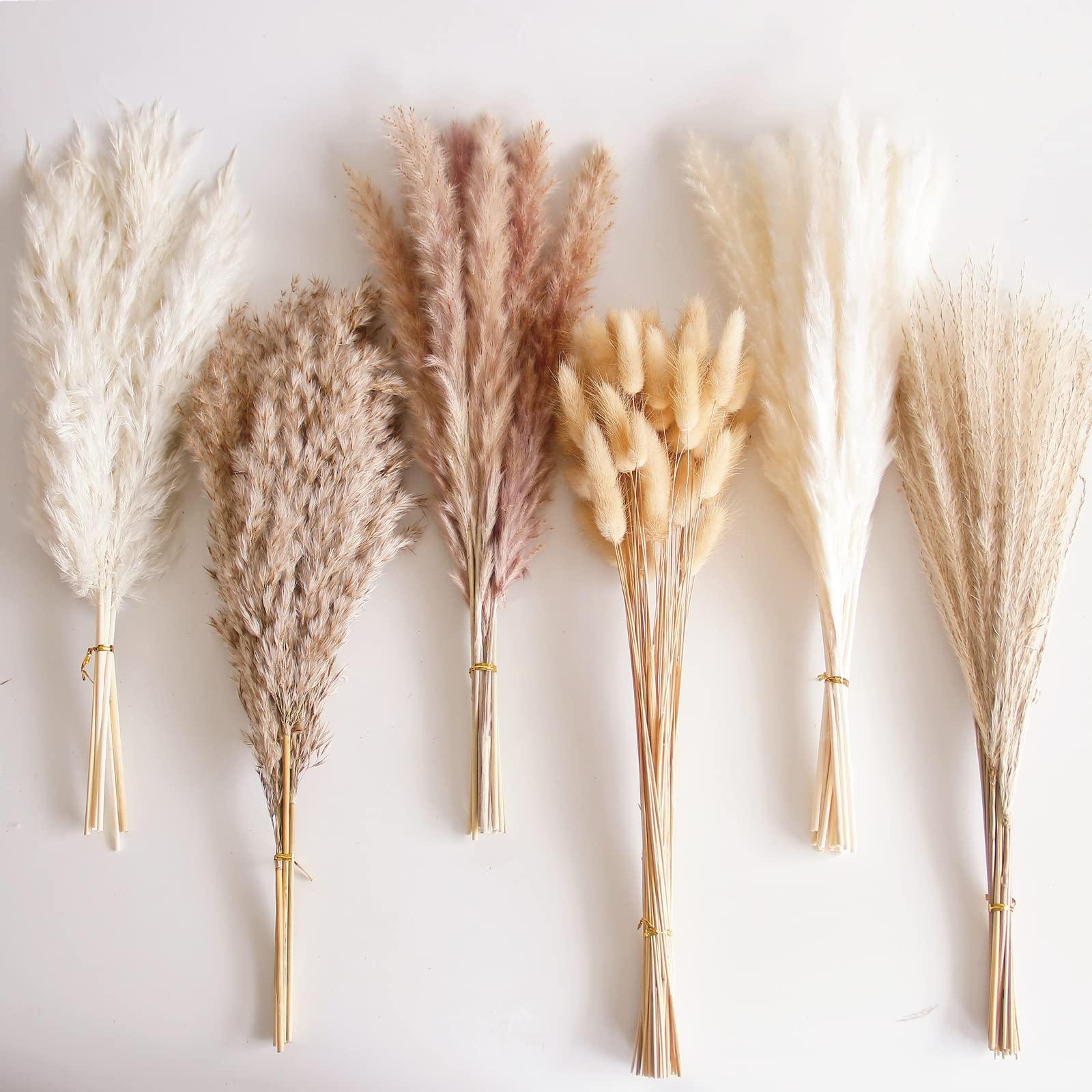 110 PCS Dried Pampas Grass Bouquet, Boho Table Decor, Bunny Tails Dried Flowers, Brown Pompas, White Pampas Grass for Wedding, Home, Rustic Party, Baby Shower Decorations - Image 6
