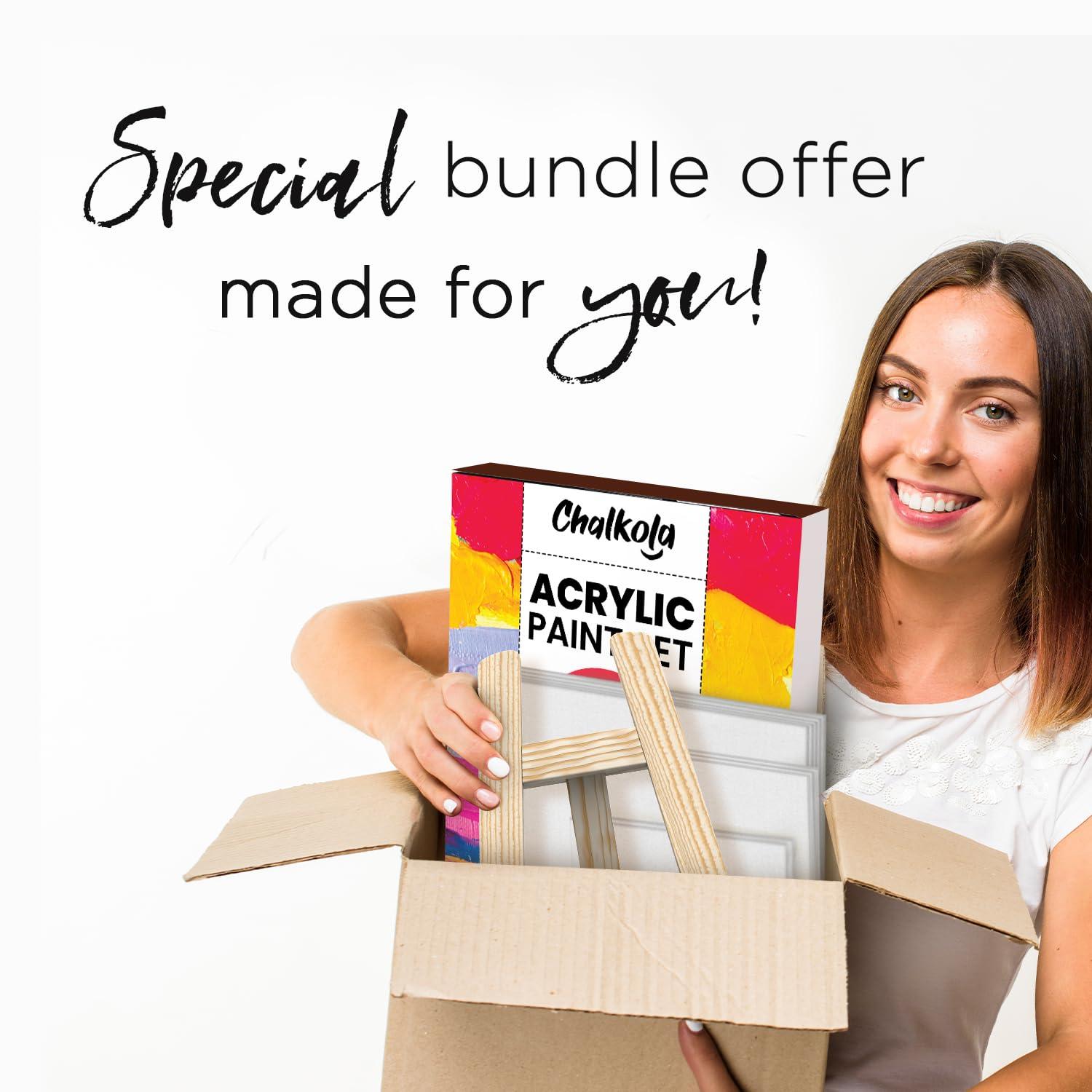 Chalkola Acrylic Paint Set for Adults & Kids - 56 Pcs Canvas Painting Kit with 32 Paints (22ml), 10 Brushes, 10 Canvases, Tabletop Easel, Palette, Knife - Professional Craft & Art Painting Supplies - Image 7