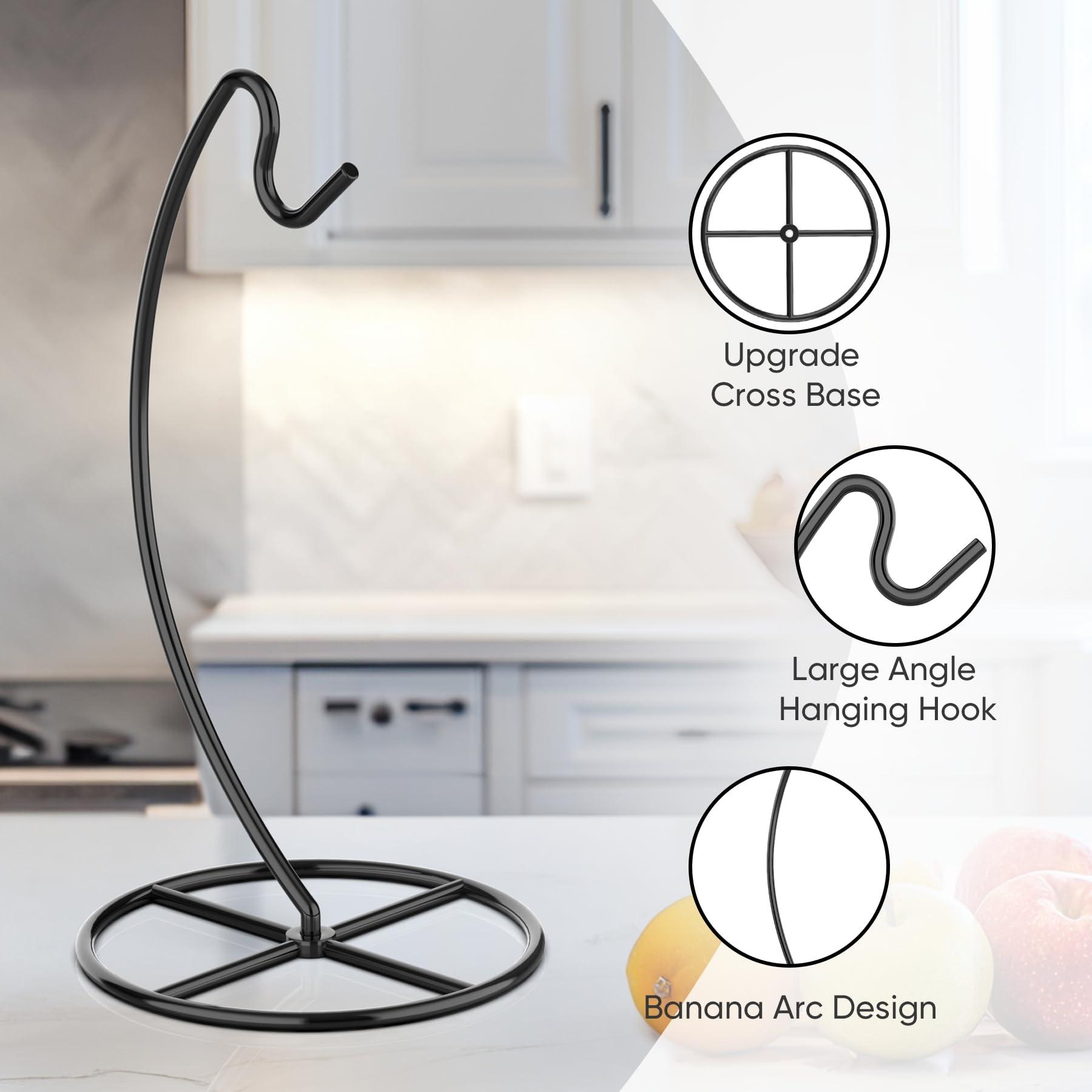 Beesini 2 Pack Banana Holder, Banana Tree Stand Metal, Banana Stand Holder, Holds Up to 15LB Banana or Grape, Banana Rack for Kitchen Counter, Black - Image 5