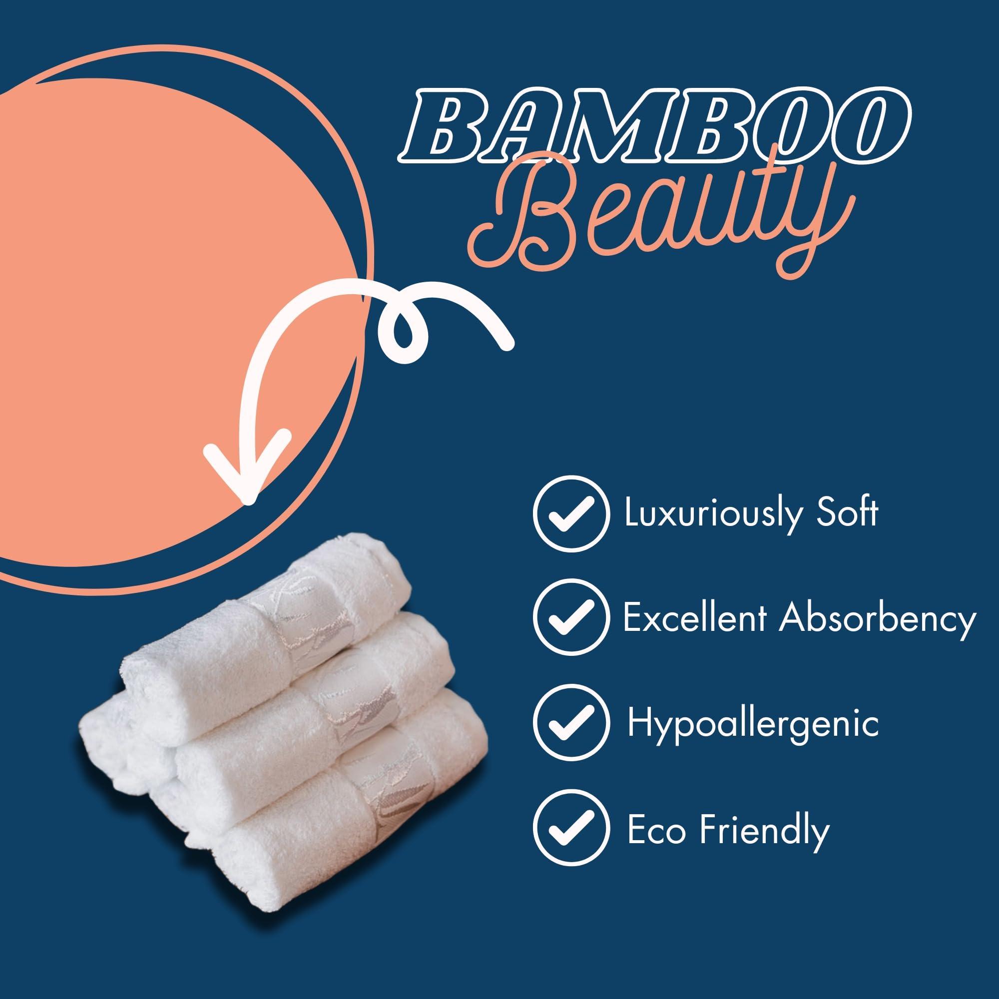 Marmaris Co. Set of 6 Luxury Wash Cloths for Your Face Viscose Bamboo & Turkish Cotton, White Wascloths - Image 3