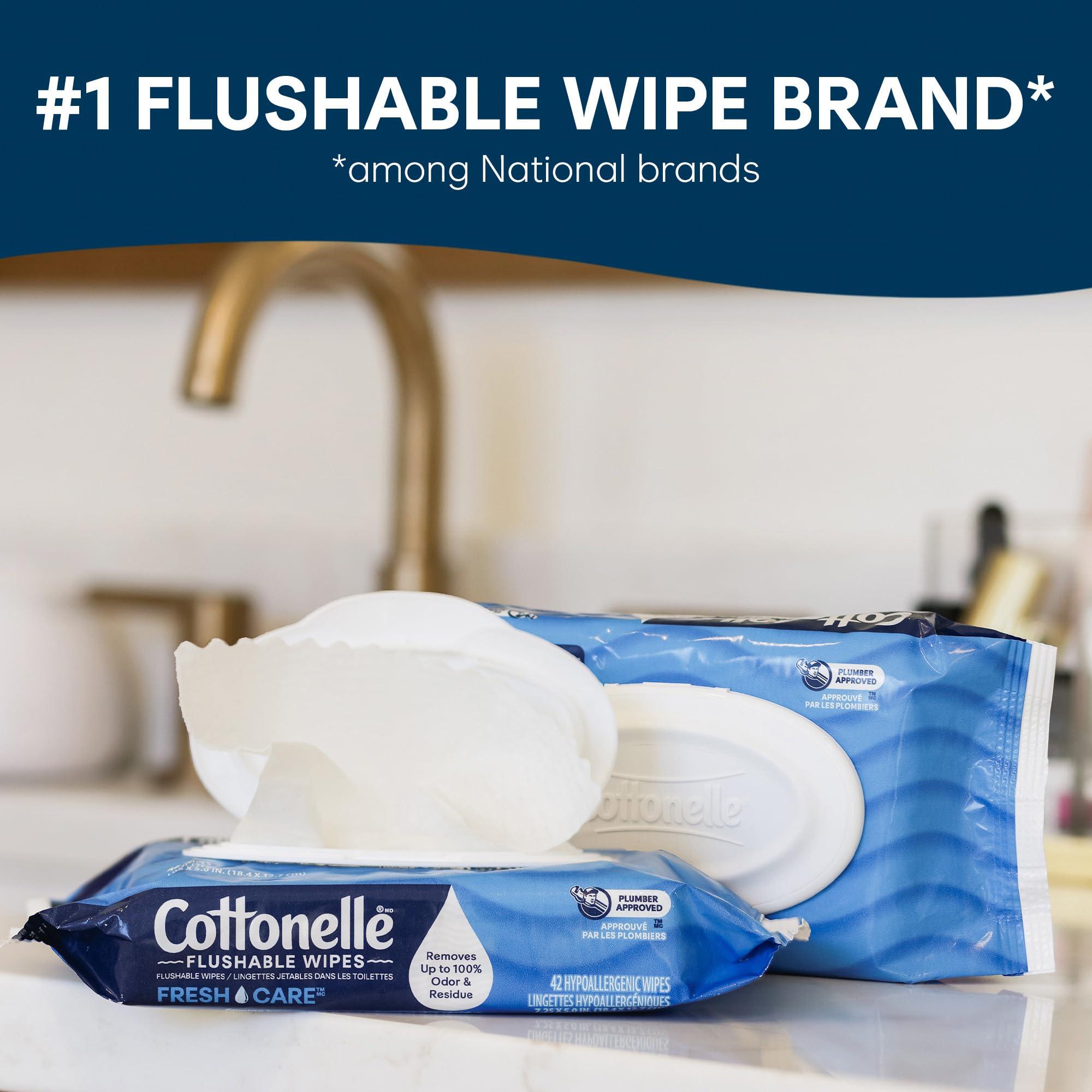 Cottonelle Fresh Feel Flushable Wet Wipes, Adult Wet Wipes, 8 Flip-Top Packs, 42 Wipes Per Pack (336 Total Wipes), Packaging May Vary - Image 3