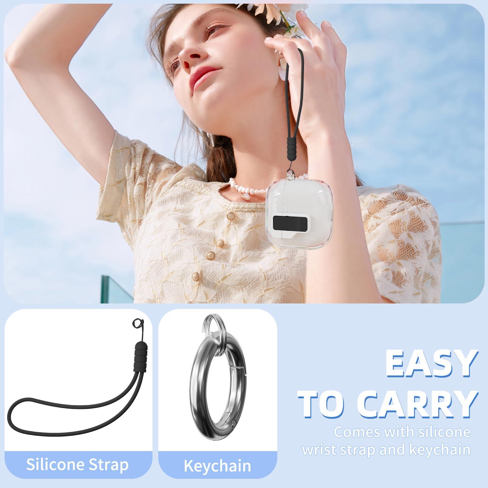 Safety Lock for Airpods 4 Case, Clear for Apple Airpod 4 Case 2024 USB-C, Compatible with MagSafe, for Airpod 4 Case Cover with Cleaner Kit for Women, Auto Pop-Up Lid with Lanyard and Keychain, Black - Image 7