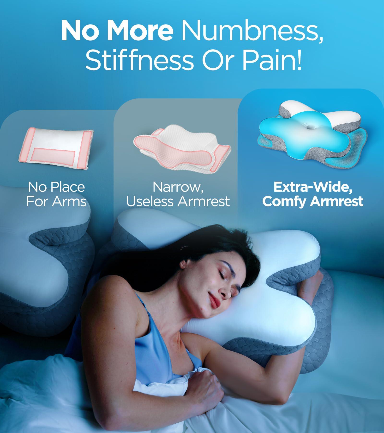 Osteo Enjoy Pain Relief Sleeping Cervical Neck Pillow, Ergonomic Contour Zoned Fits Side Sleeper, Non-Temperature Affected Memory Foam Pillows, Q-max Cooling Pillow Support Back Stomach Sleepers - Image 3