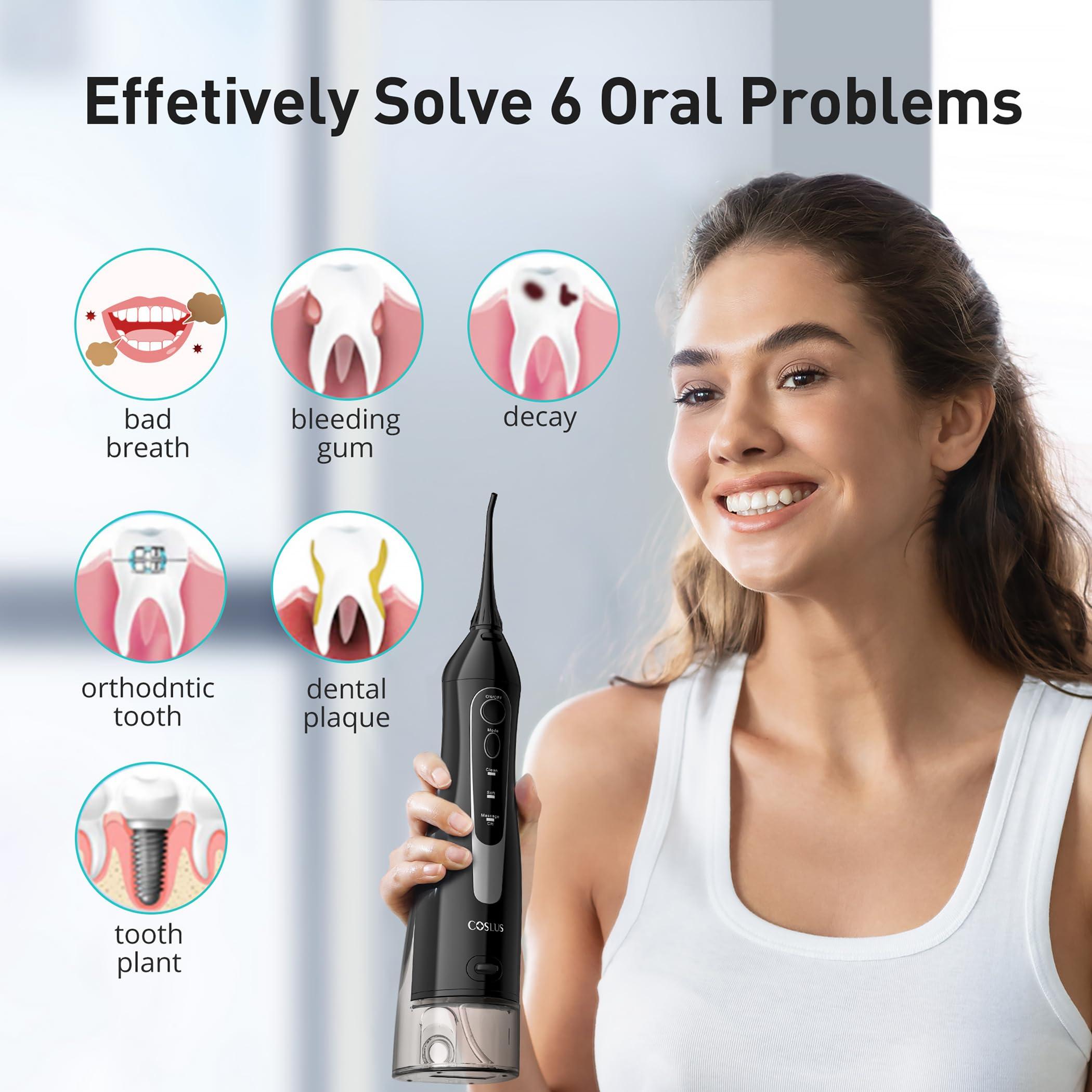 COSLUS Water Dental Flosser Teeth Pick: Portable Cordless Oral Irrigator 300ML Rechargeable Travel Irrigation Cleaner IPX7 Waterproof Electric Flossing Machine for Teeth Cleaning C20(F5020E) - Image 8