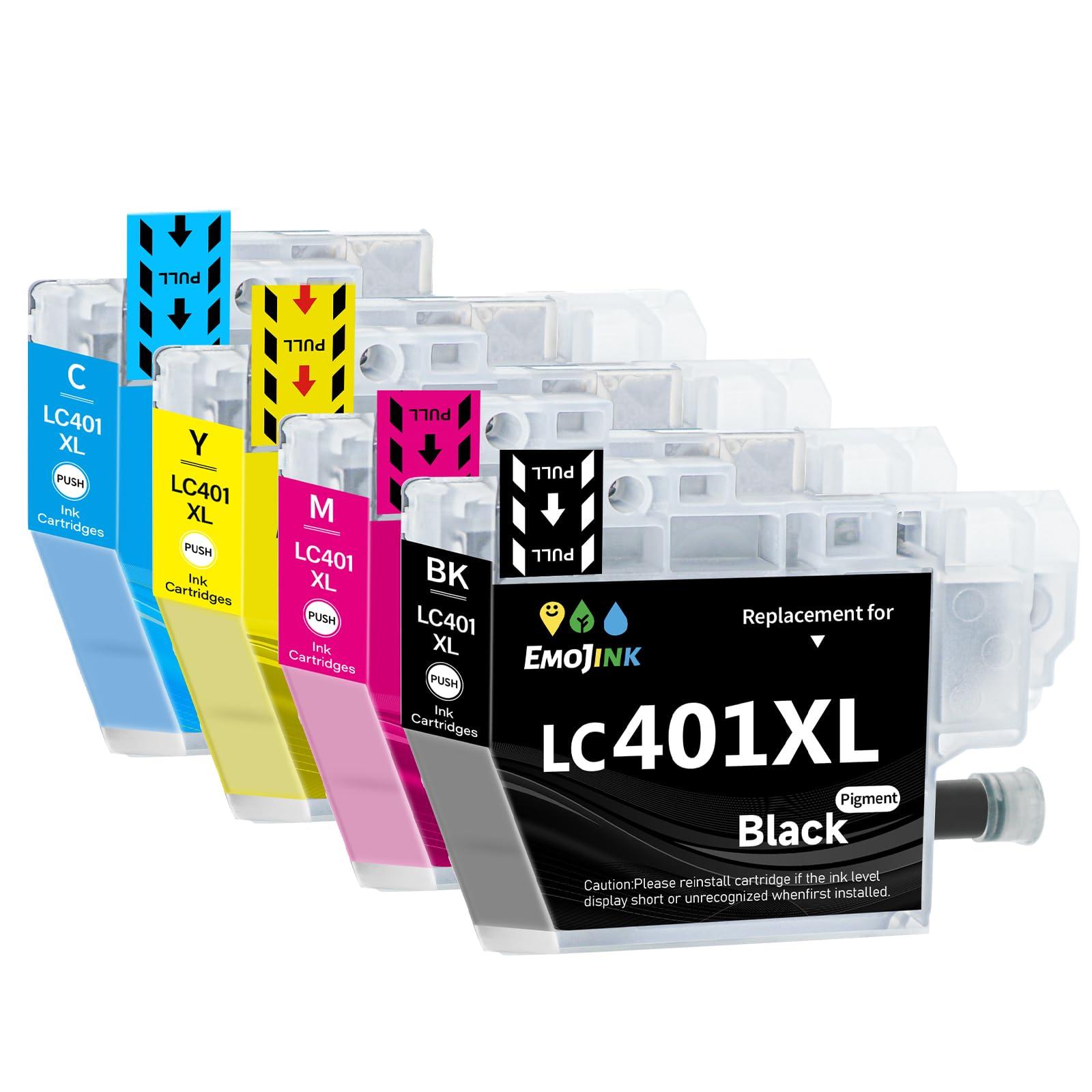 LC401XL Ink Cartridges Compatible for Brother Printer MFC-J1010DW MFC-J1012DW MFC-J1170DW Replacement for LC401 Ink Cartridges LC-401XL 4 Pack[Black Cyan Magenta Yellow] High Yield