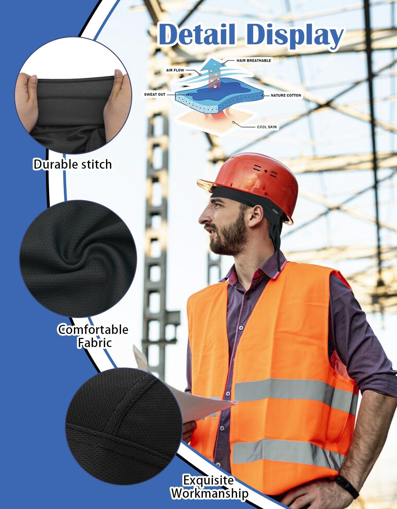 Sweat Wicking Doo Rag Cooling Dew Rag Helmet Liner Large Motorcycle Do Rags Head Wrap Bandana Skull Caps for Men and Women - Image 4
