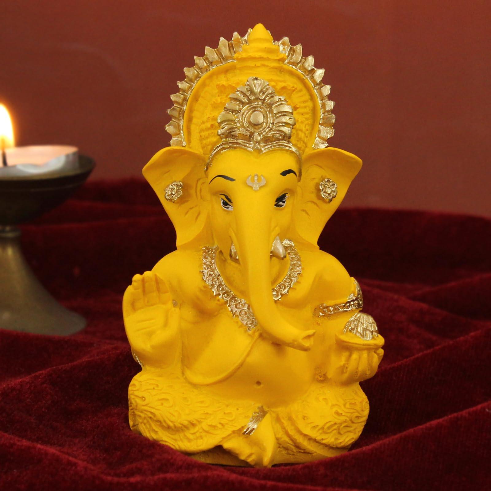TIED RIBBONS Ganesh Statue for Car Dashboard | Resin, 3 Inch | Ganesha Statue for Home, Office, Desk, Pooja | Baby Ganesha Statues | Indian Decorations for Pooja Mandir Temple | Indian Return Gifts - Image 2