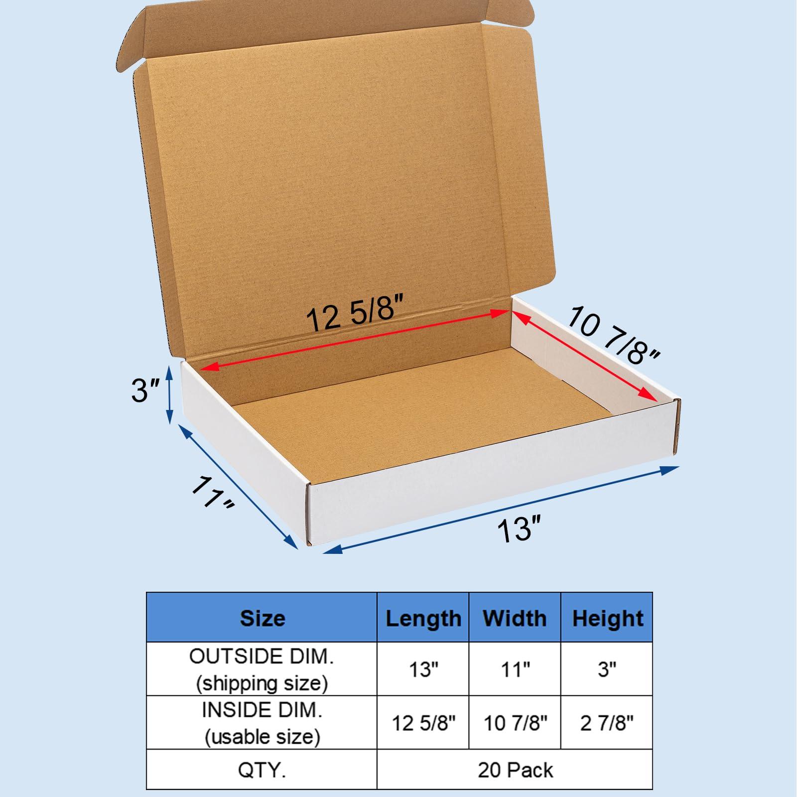 Wowxyz White Shipping Boxes 13x11x3" 20 Pack - Corrugated Cardboard Box Mailers for Small Business, Literature Mailer Packaging Supplies - Image 3