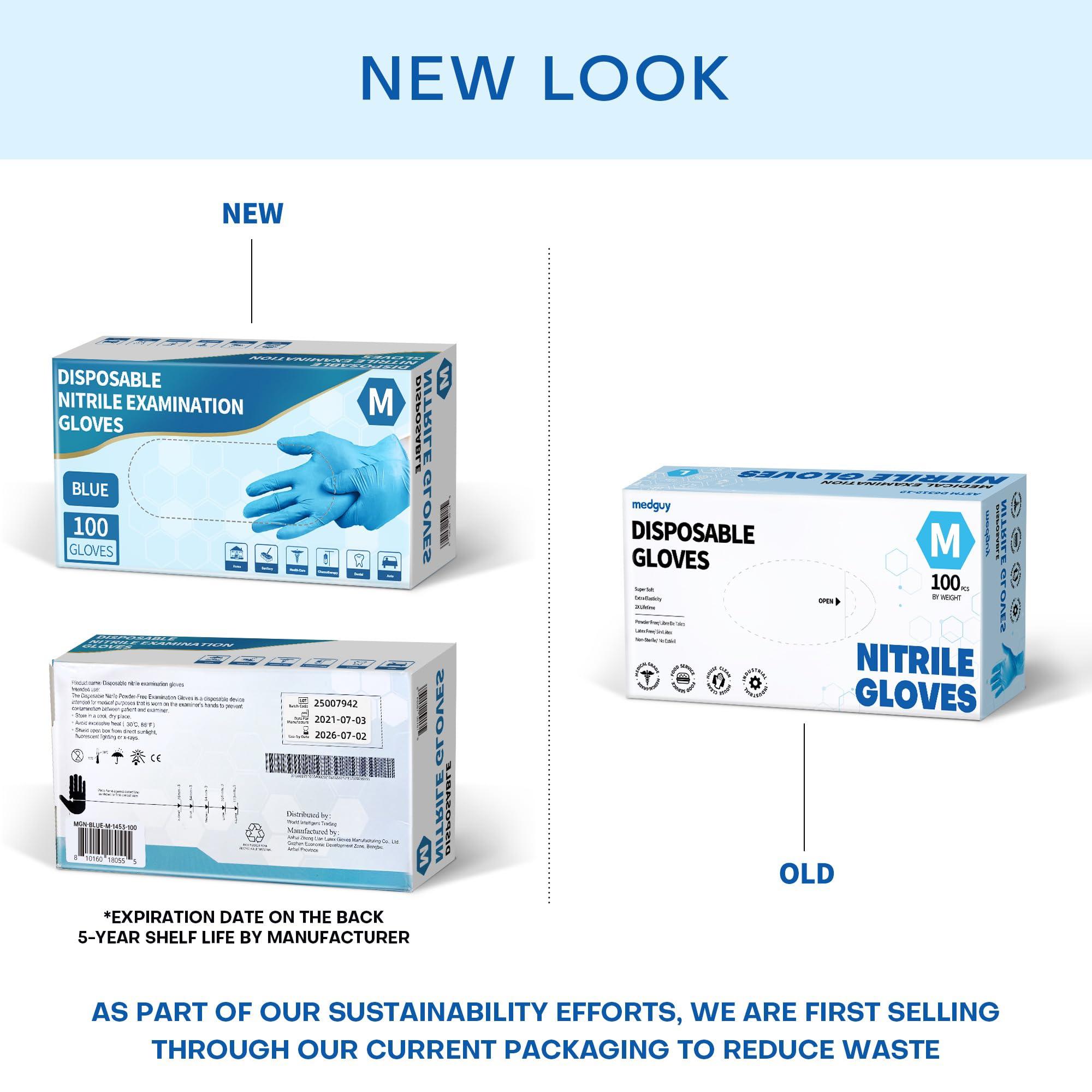 Medguy Medical Nitrile Exam Gloves, 4.5 Mil 100 Pcs, Powder-Free Latex-Free Food-Safe Cooking Cleaning Disposable Glove, Blue - Image 6