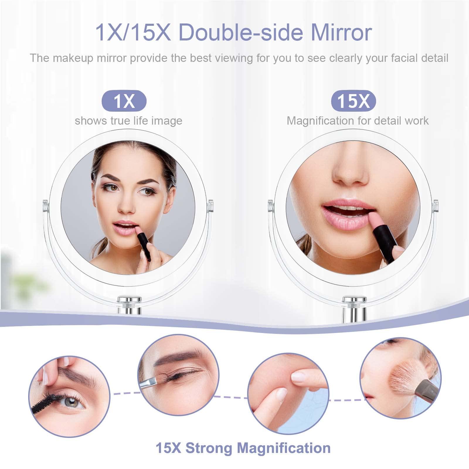 CLSEVXY Vanity Mirror Makeup Mirror with Stand, 1X/15X Magnification Double Sided 360 Degree Swivel Magnifying Mirror, 6.25 Inch Portable Table Desk Counter top Mirror Bathroom Shaving Mirror - Image 4