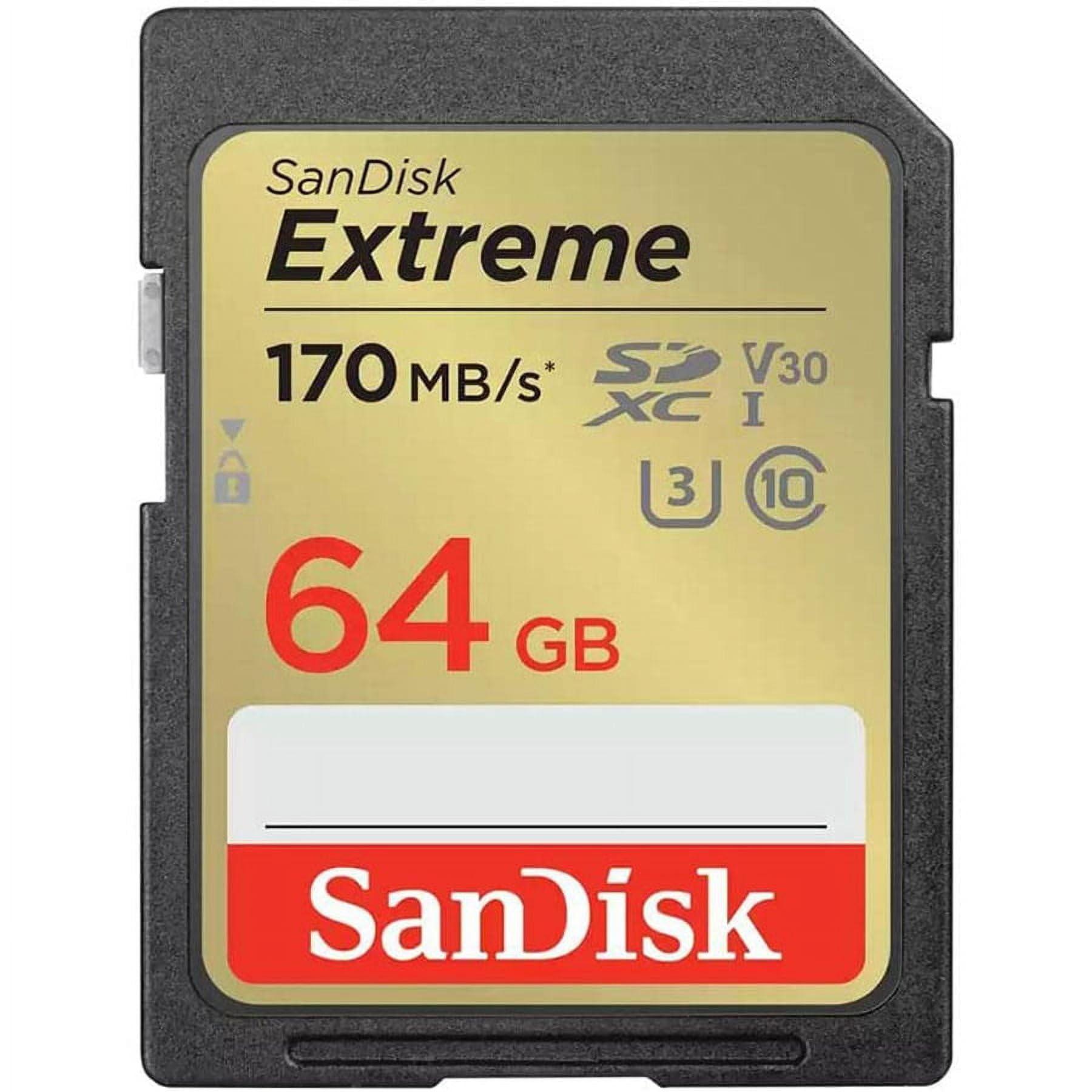 SanDisk 64GB Extreme SDXC UHS-I Memory Card - 150MB/s, C10, U3, V30, 4K UHD, SD Card - SDSDXV6-064G-GNCIN - Image 1