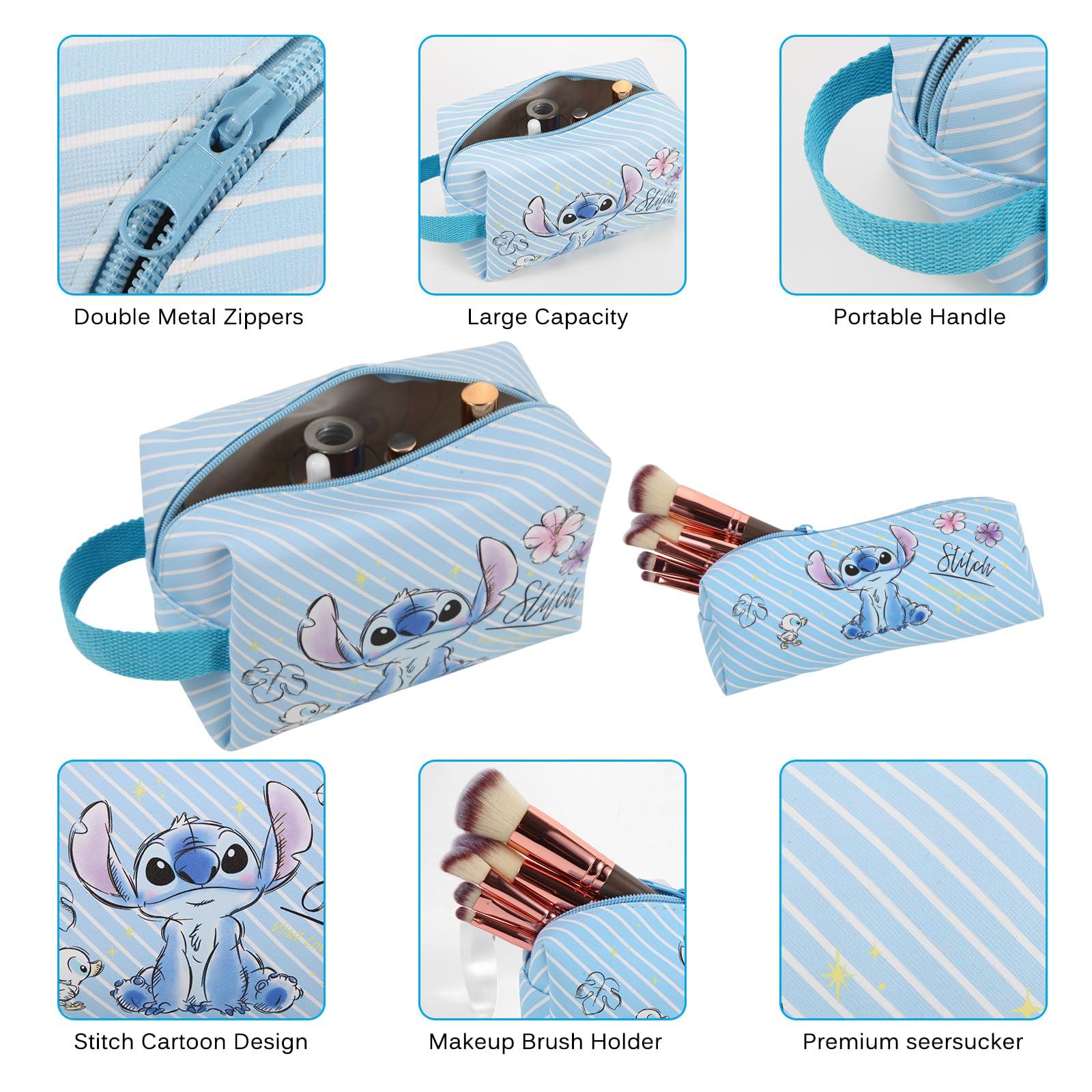 MOBRWUVS Travel Cosmetic Bag, Large Capacity Cartoon Cosmetic Pouch Makeup Bag with Zipper, Travel Toiletry Bag Makeup Accessories Organizer, The Best Gift for Women (Blue) - Image 4