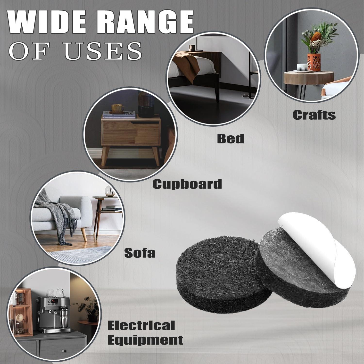 Yelanon Felt Furniture Pads -182 Pcs Premium Felt Pads for Chair Legs Furniture, Floor Protectors for Hardwood Floors, Black - Image 5