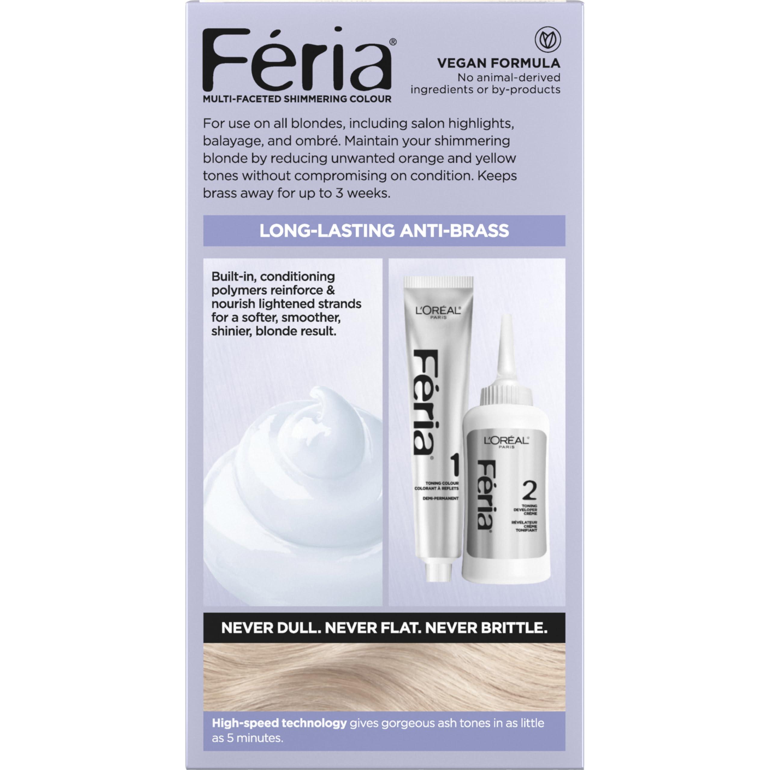 L'Oreal Paris Feria Long-Lasting Anti Brass Power Hair Toner, Ammonia Free Demi Permanent Hair Color, Ice Blonde Hair Toner, 1 Application - Image 8