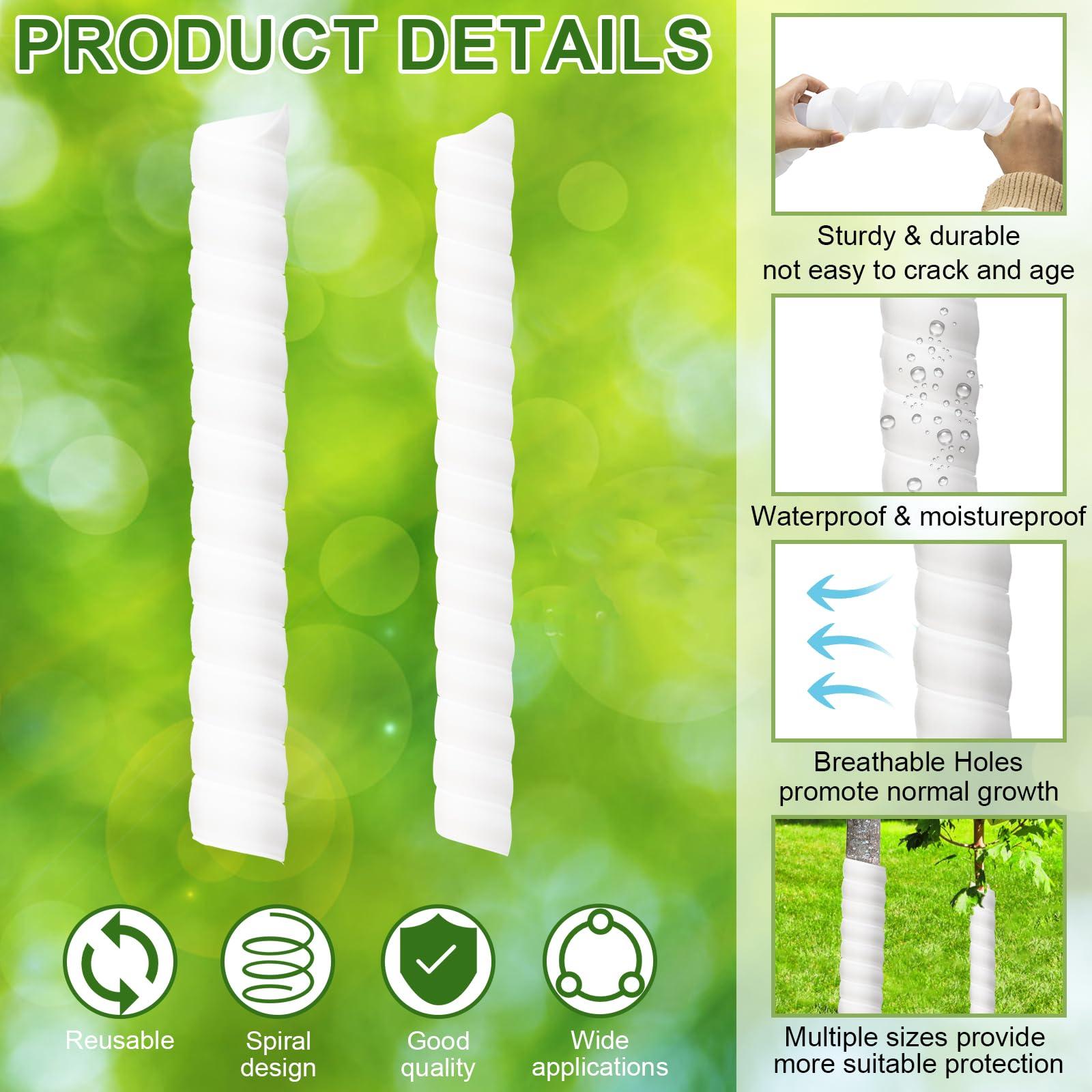 Aukney 20 Pcs Tree Trunk Protector-2 Size Plastic Spiral Tree Guard Tree Trunk Protector Wrap Tree Bark Protector Tube Tree Wraps to Protect Bark Tree Saplings from Rodents Rabbit Mowers (White) - Image 4
