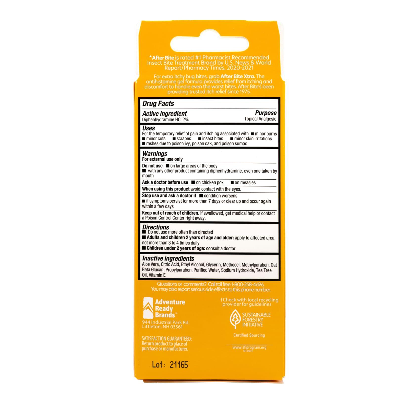After Bite Xtra Formula - Itch Relief with Diphenhydramine HCl - Ideal for Mosquito & Fire Ant Bites, Bees & More - Portable Gel Formula - 0.7 oz (4 Pack) - Image 7