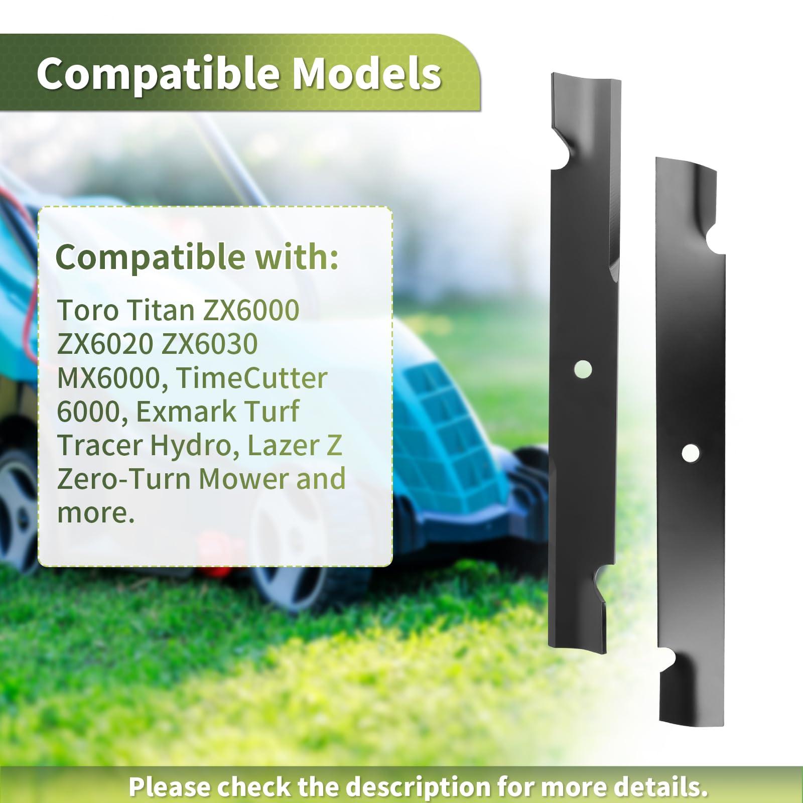 115-9649-03 105-7718-03 Lawn Mower Blades Fit for T oro 60 Inch Deck, High Lift Blades Compatible with Toro, Exmark, Titan ZX MX 6000 Timecutter 6000, Replaces 105-7718-03, 115-9649, 133-2127, 3 Pack - Image 4