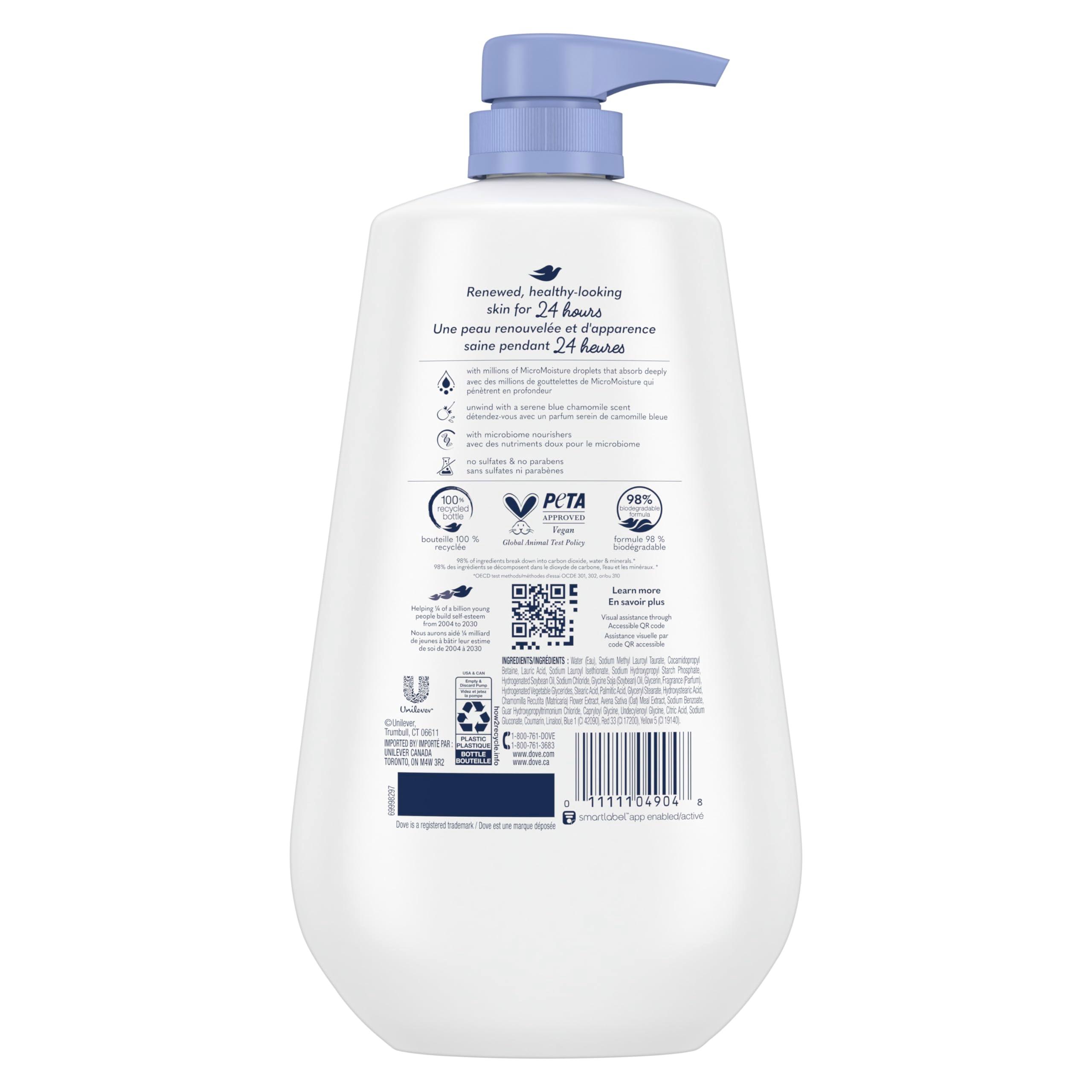 Dove Body Wash with Pump 3 Count Anti-Stress Blue Chamomile & Oat Milk, for 24hr Lotion-Soft Skin Moisturizing Skin Cleanser with No Sulfates No Parabens - Image 2