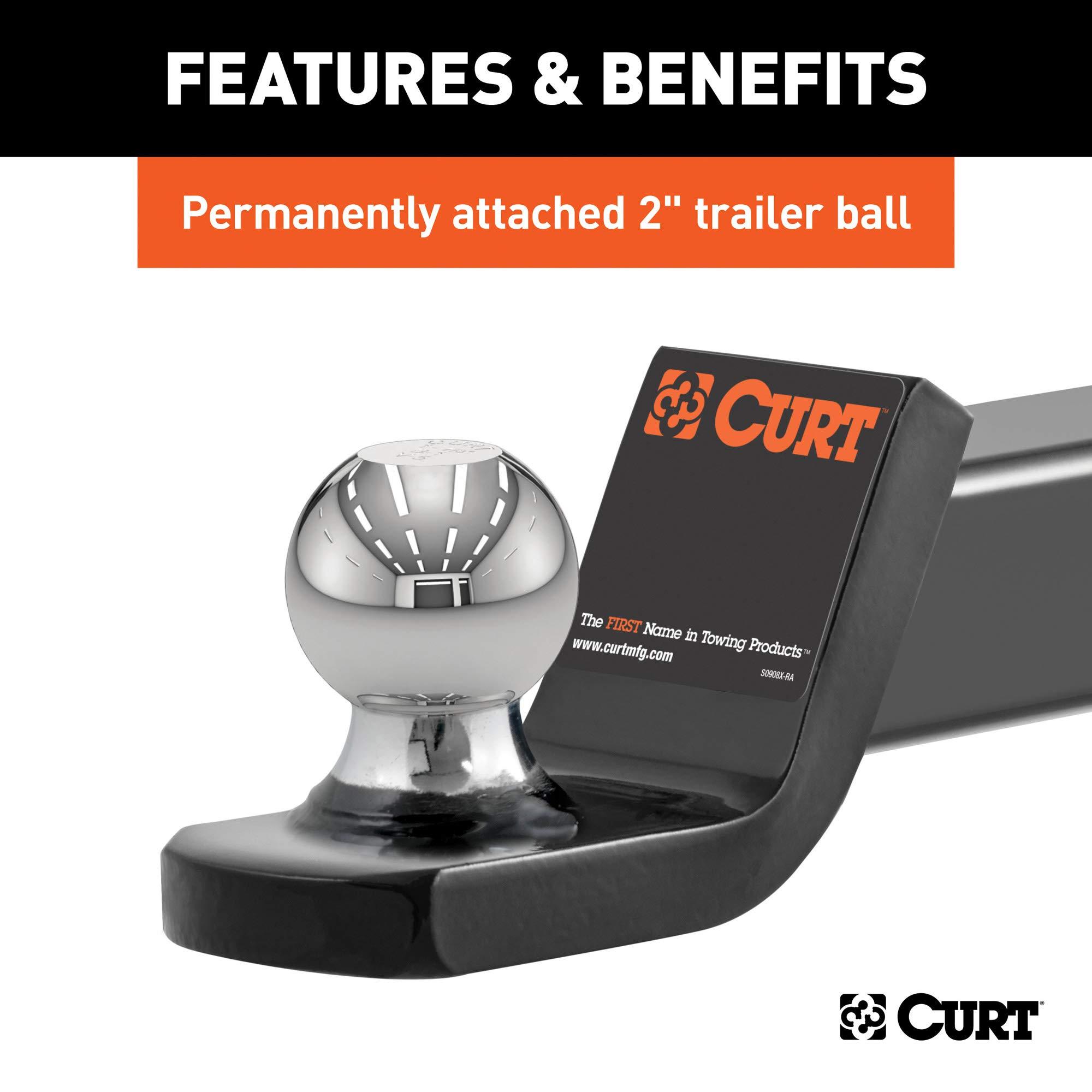 CURT 45134 Fusion Trailer Hitch Mount with 2-Inch Ball & Pin, Fits 2-In Receiver, 7,500 lbs, 2" Drop - Image 5