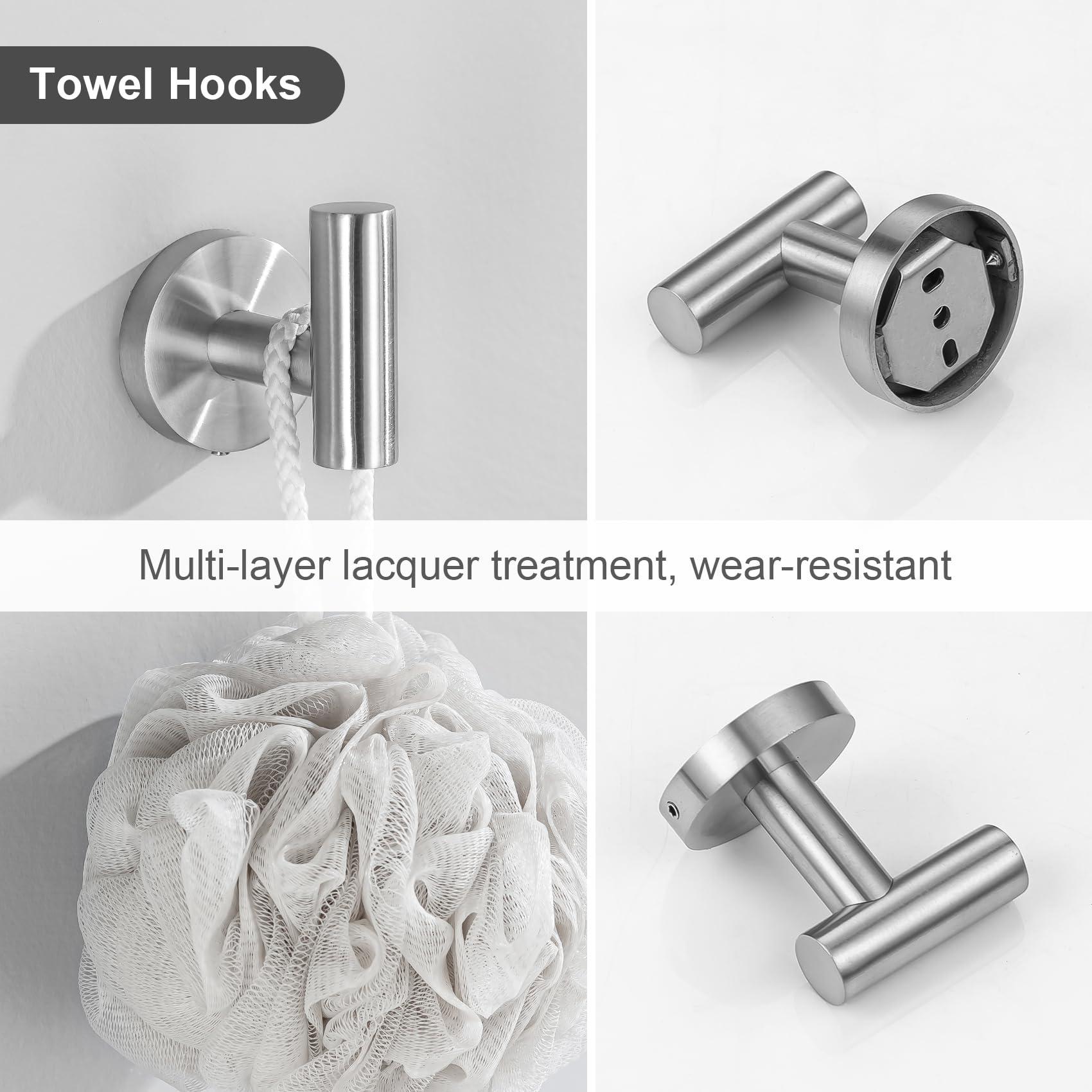 Lairuier Bathroom Hardware Set,Brushed Nickel 5-pieceTowel Bar Set Stainless Steel Wall Mounted Bathroom Hardware Accessories Set - Image 7