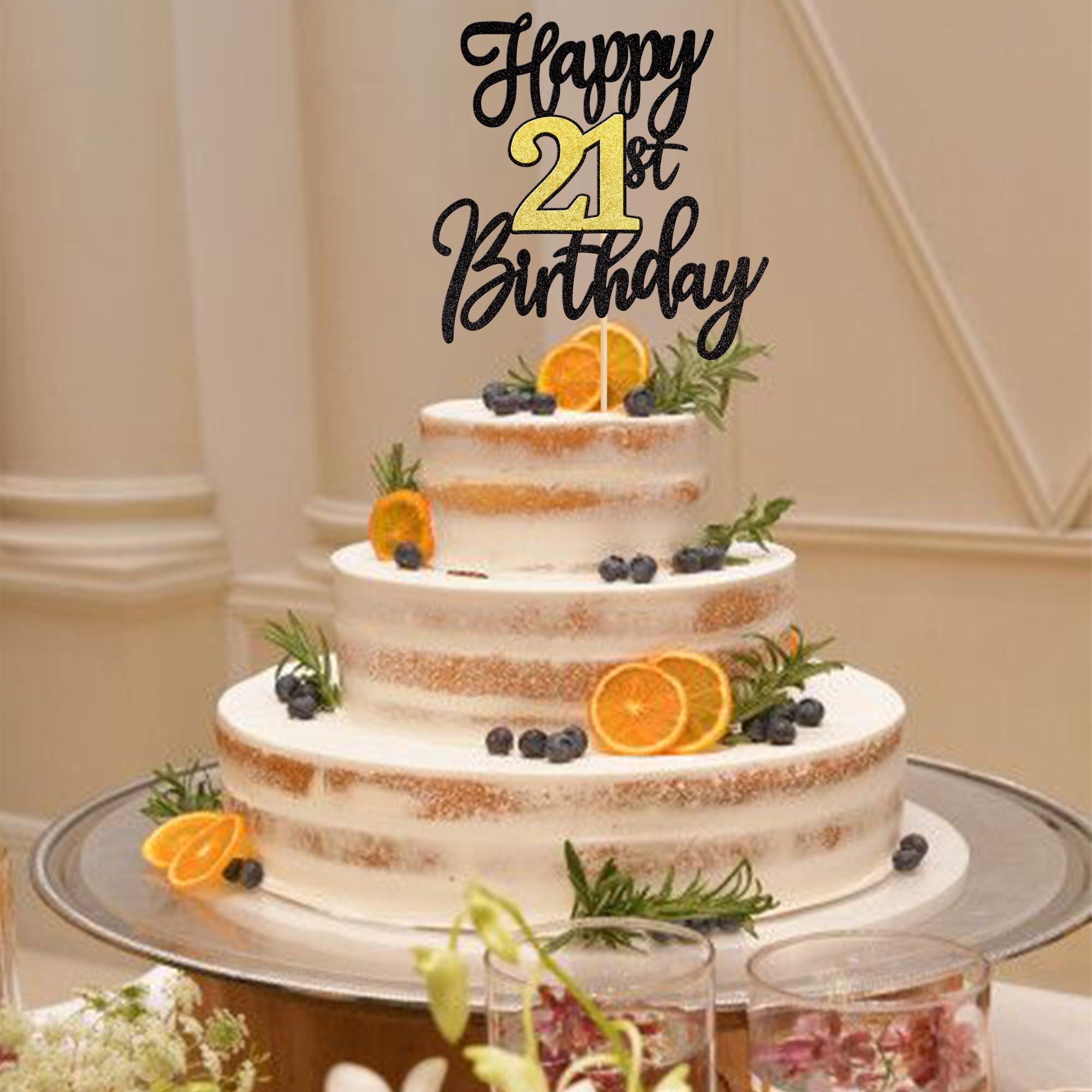 1 PCS Happy 21st Birthday Cake Topper - Black Gold Glitter Cheers to 21 Years - Fabulous Cake Decoration for 21st Birthday Party - Image 7