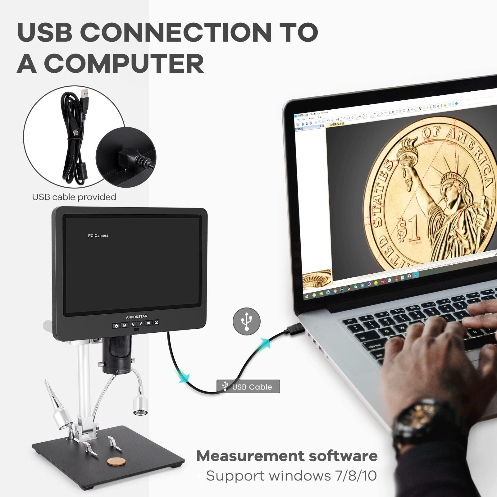 Andonstar AD249S-M 10.1 Inch HDMI Digital Microscope 2000x for Adults, 3 Lens 2160P UHD Video Record, Soldering Microscope for Electronics Repair, Error Coins, Pro Boom Arm Stand, Windows Compatible - Image 5