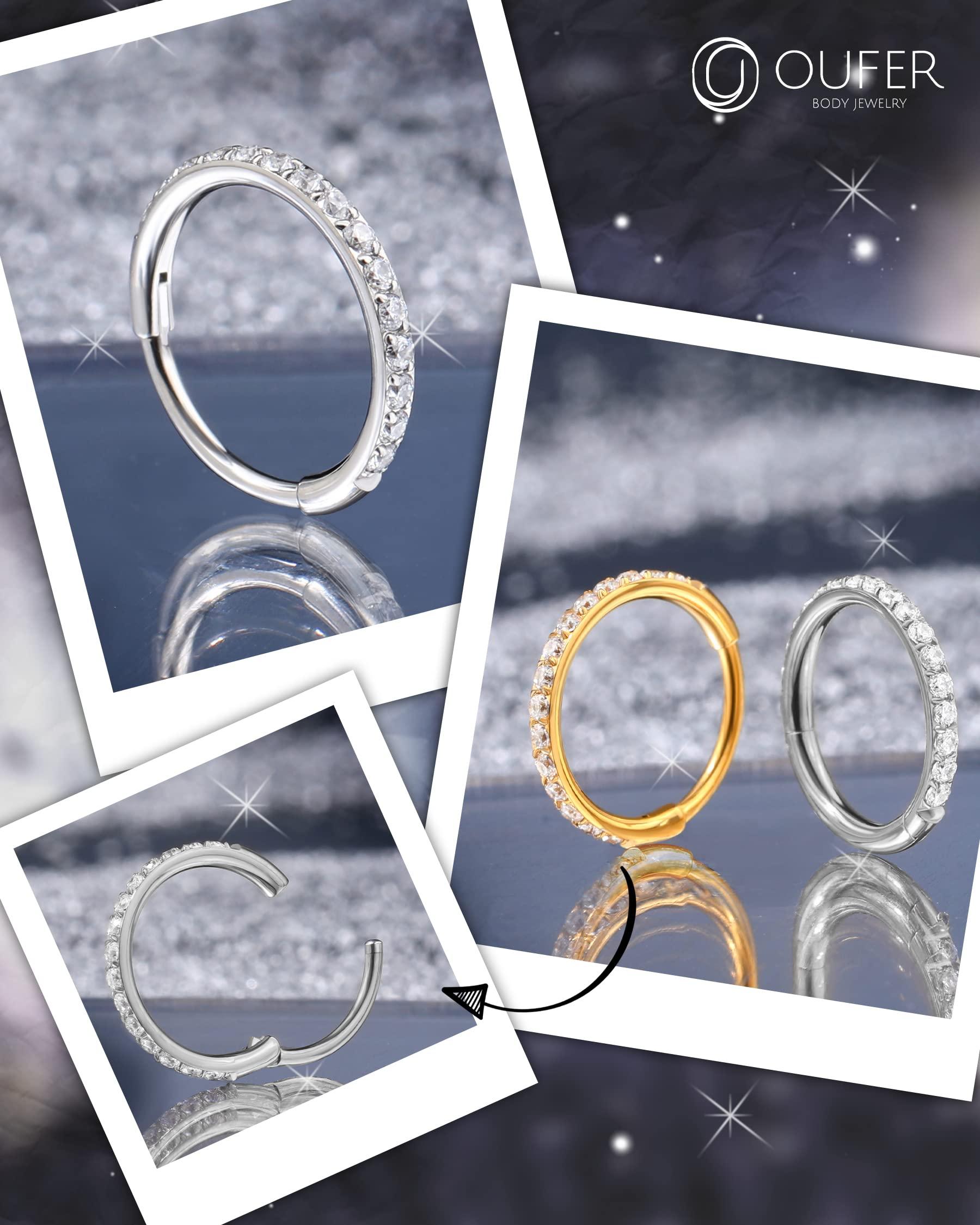 OUFER Nose Rings Surgical Steel Cartilage Earrings Tragus 316L Stainless Steel Helix Earrings Cartilage Earring 14G/16G/18G/20G Hinged Segment Rings Hoop - Image 3