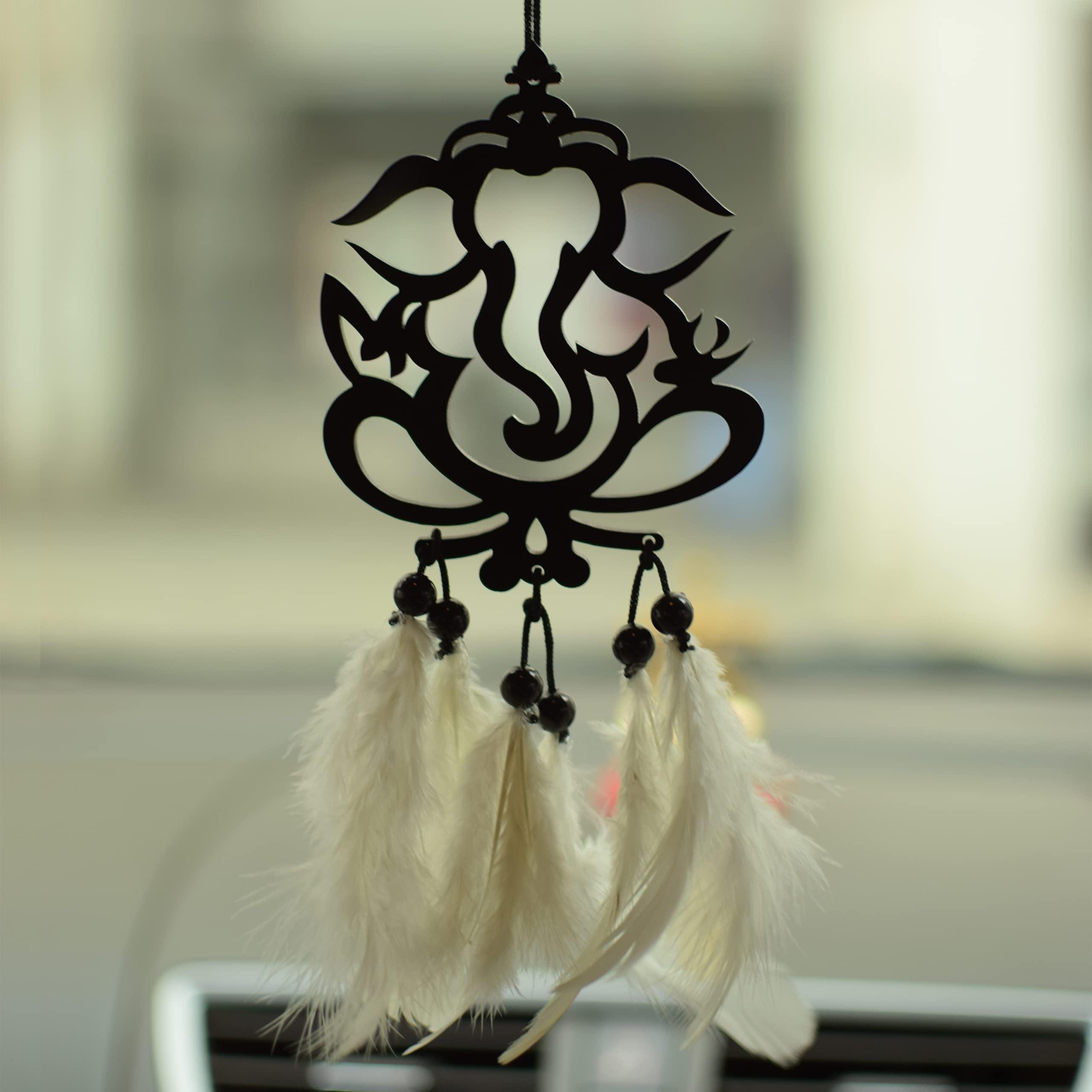 GLNRM Acrylic Dream Catcher Car Hanging Emblem Wall Hanging Ganesha (Dream Catcher Ganesh, Multicolour, Pack Of 1)