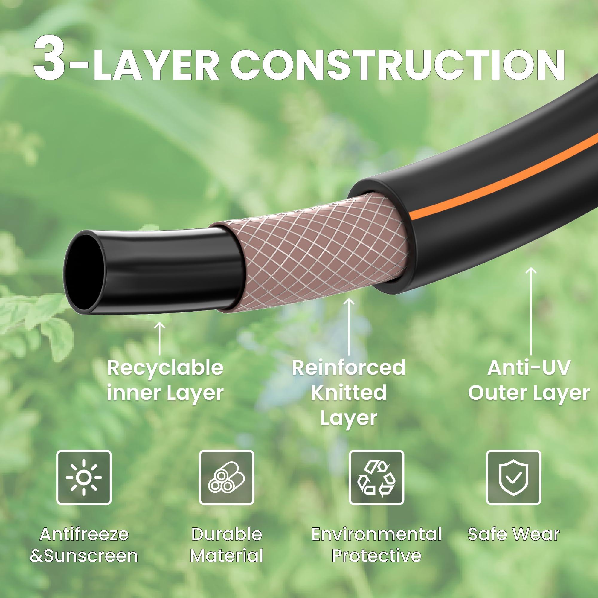 Giraffe Tools Garden Hose 100ft x 5/8", Water Hose Heavy Duty, Flexible, Lightweight Hybrid Hose with Swivel Handle, Male to Female Fittings, Burst 600 PSI - Image 5