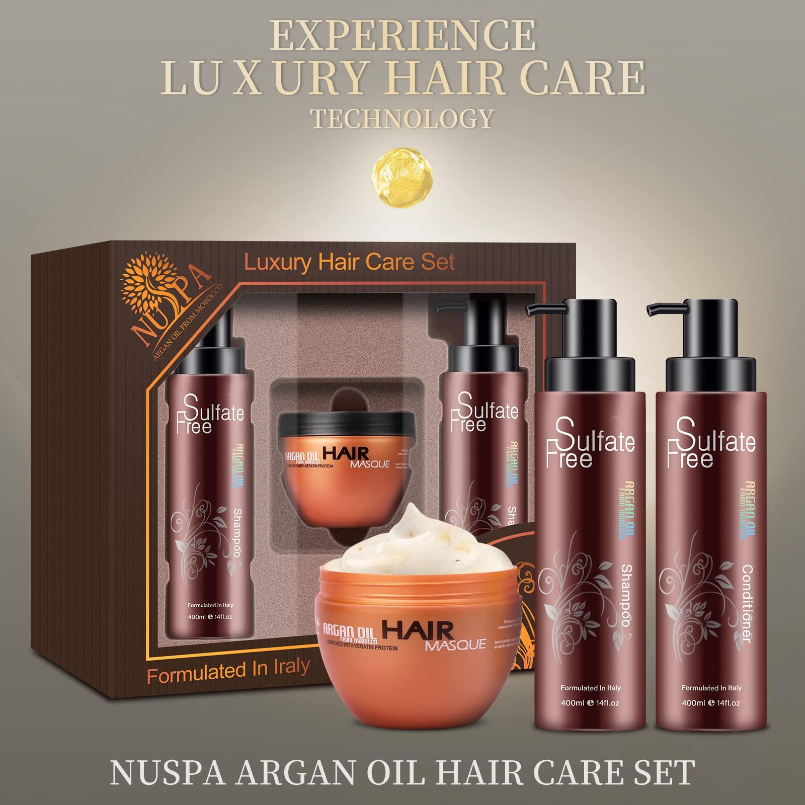 Nuspa Moroccan Argan Oil Hair Care Set - Sulfate Free for Damaged, Dry, Frizzy, Color Safe, Keratin Treated Hair with Long Lasting Shine - Image 6