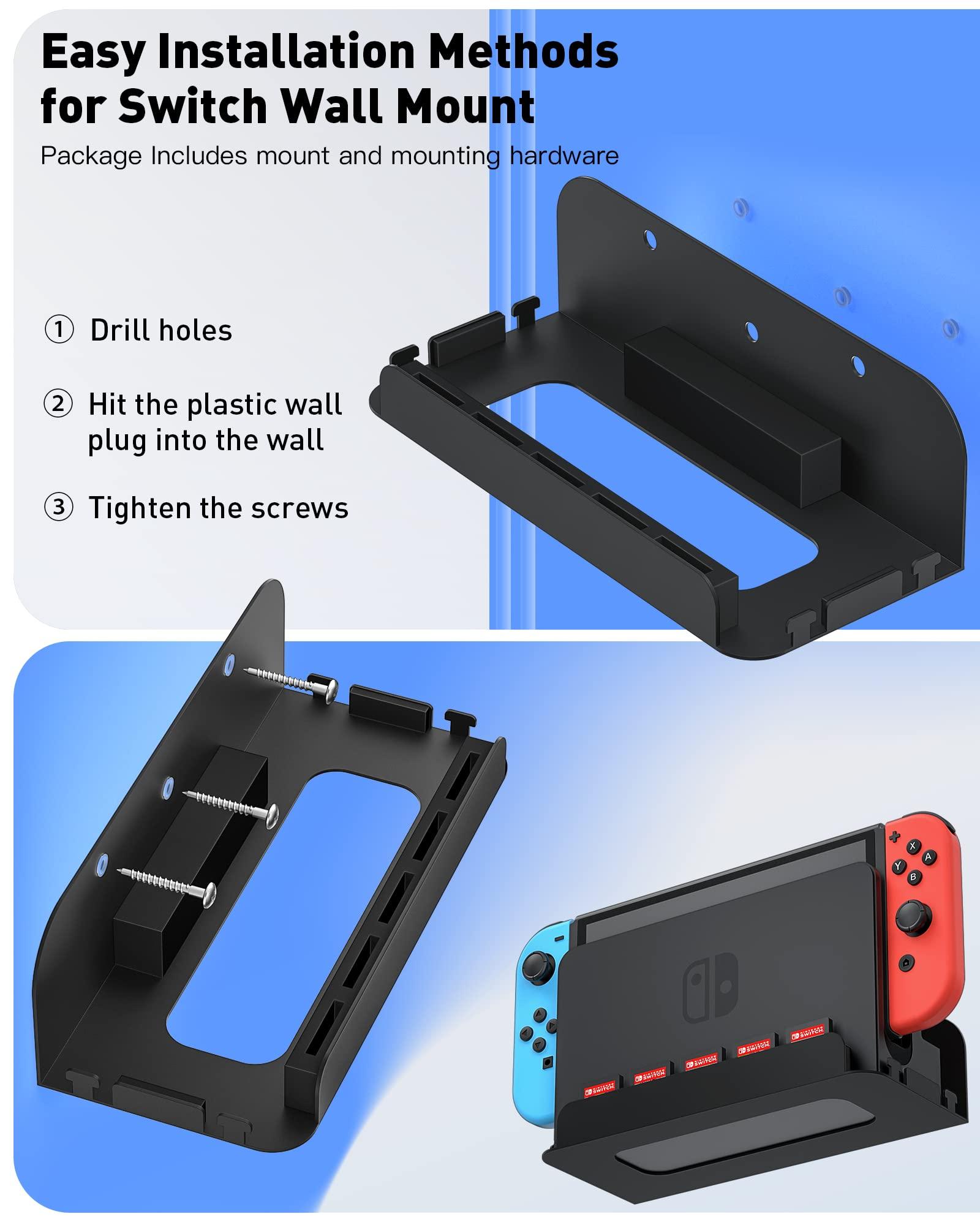 ZAONOOL Wall Mount for Nintendo Switch and Switch OLED, Metal Wall Mount Kit Shelf Accessories with 5 Game Card Holders and 4 Joy Con Brackets, Safely Store Switch Console Near or Behind TV, Black - Image 6
