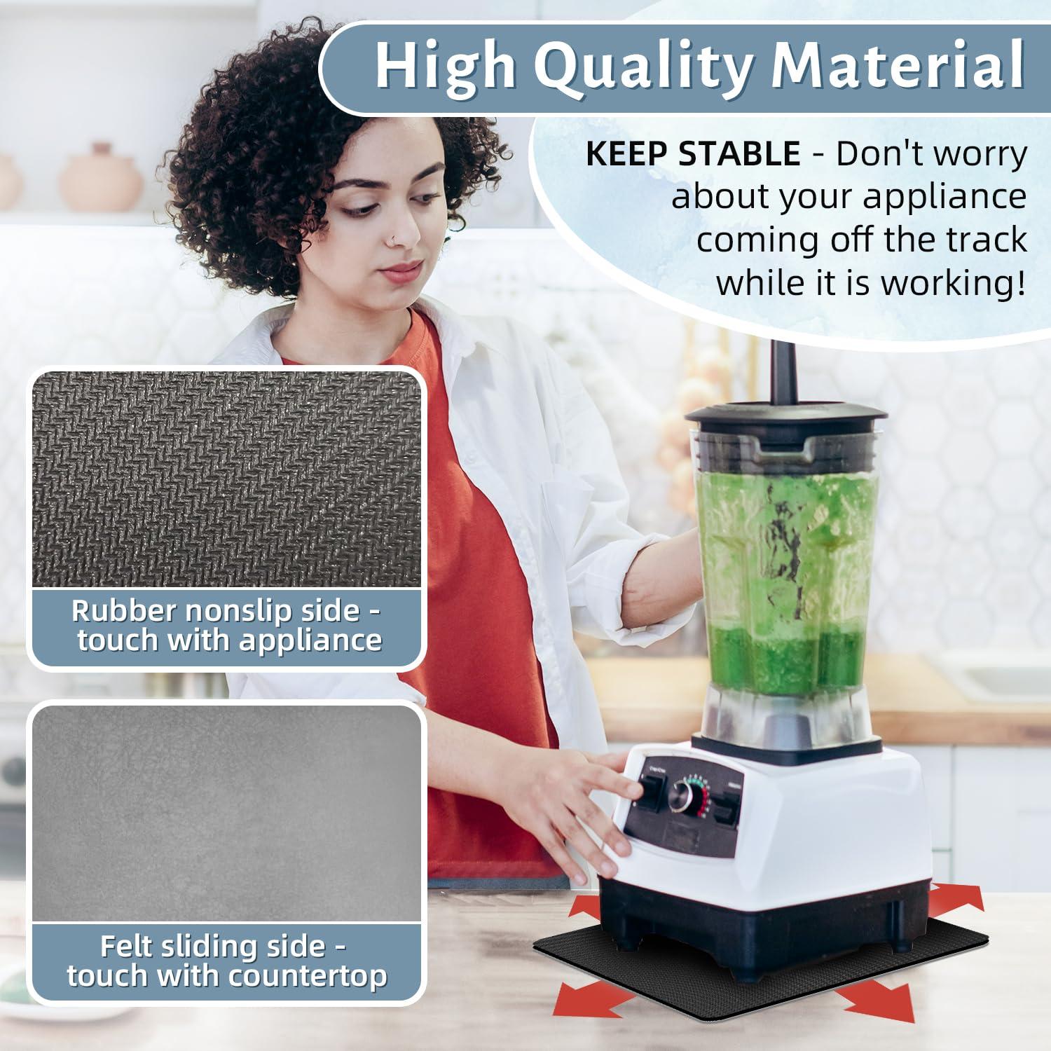 LOPNUR 14"x10" Small Appliance Slider, Appliance Sliders for Kitchen Appliances, 360° Rotating Sliding Tray for Coffee Maker, Heat Resistant Mat Cut to Fit Stand Mixer Air Fryer Microwave, Gray - Image 3
