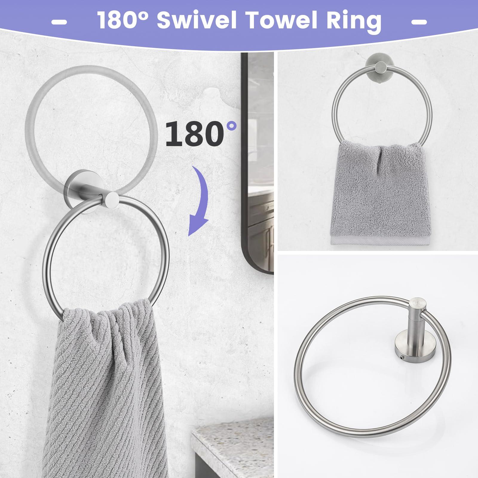 YACVCL 10 Pieces Brushed Nickel Bathroom Hardware Accessories Set, 27.5 Inch Towel Bar Set SUS304 Stainless Steel Towel Holder Set for Bathroom,Wall Mounted Towel Rack Set - Image 4
