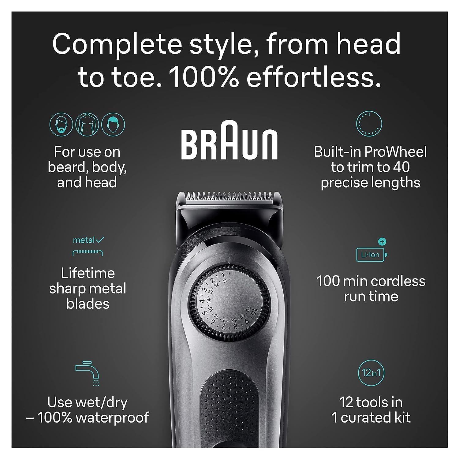 Braun All-in-One Men's Shaving Kit Series 7 7440, 12-in-1 Beard, Face, Nose, Ear Trimmer, Hair Clippers, Body Groomer and Manscaping - Image 2