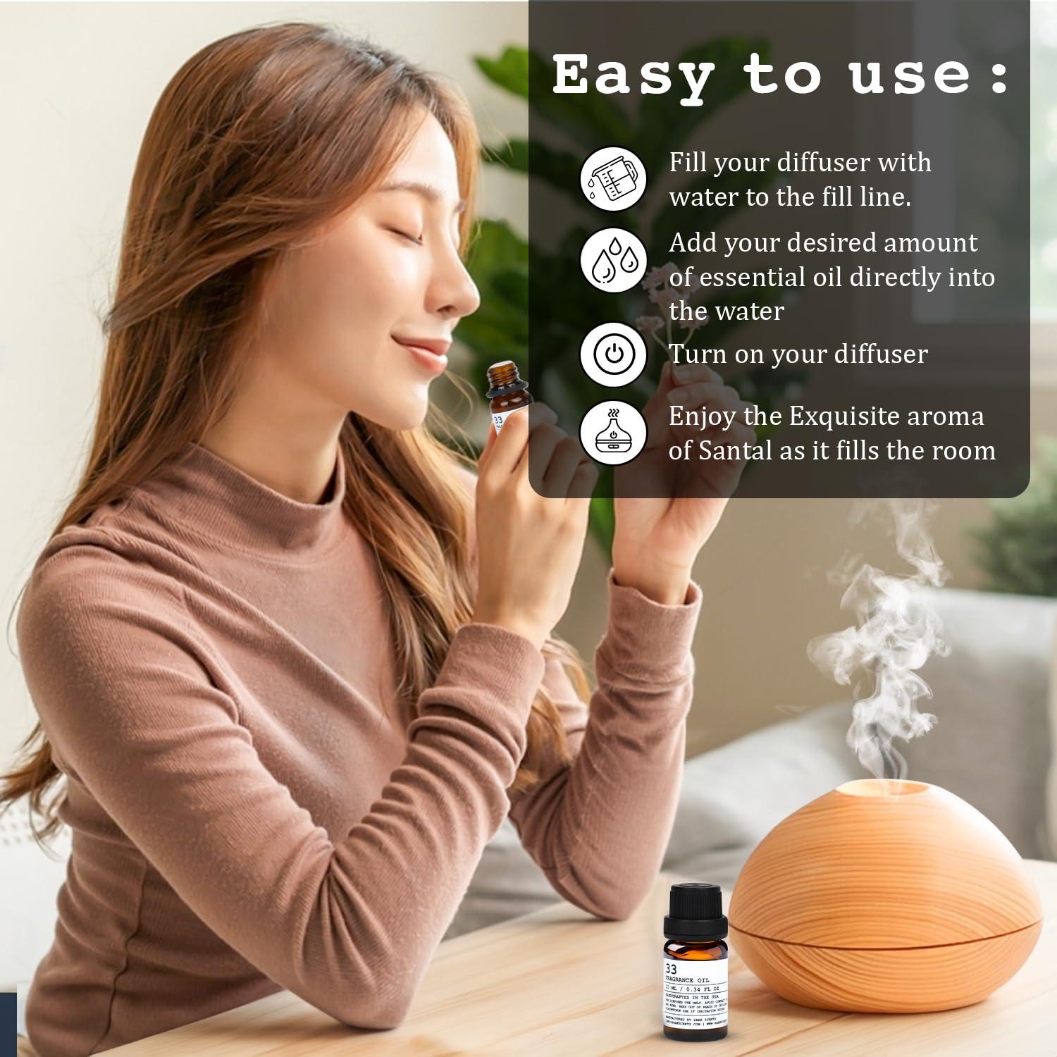 Santal Essential Oil for Diffuser - Inspired by Santal 33 Scent, Diffuser Oil with Euro Dropper - Aromatic Luxurious Fragrance, Handcrafted in The USA - Glass Bottle, 10 ml. - Image 3