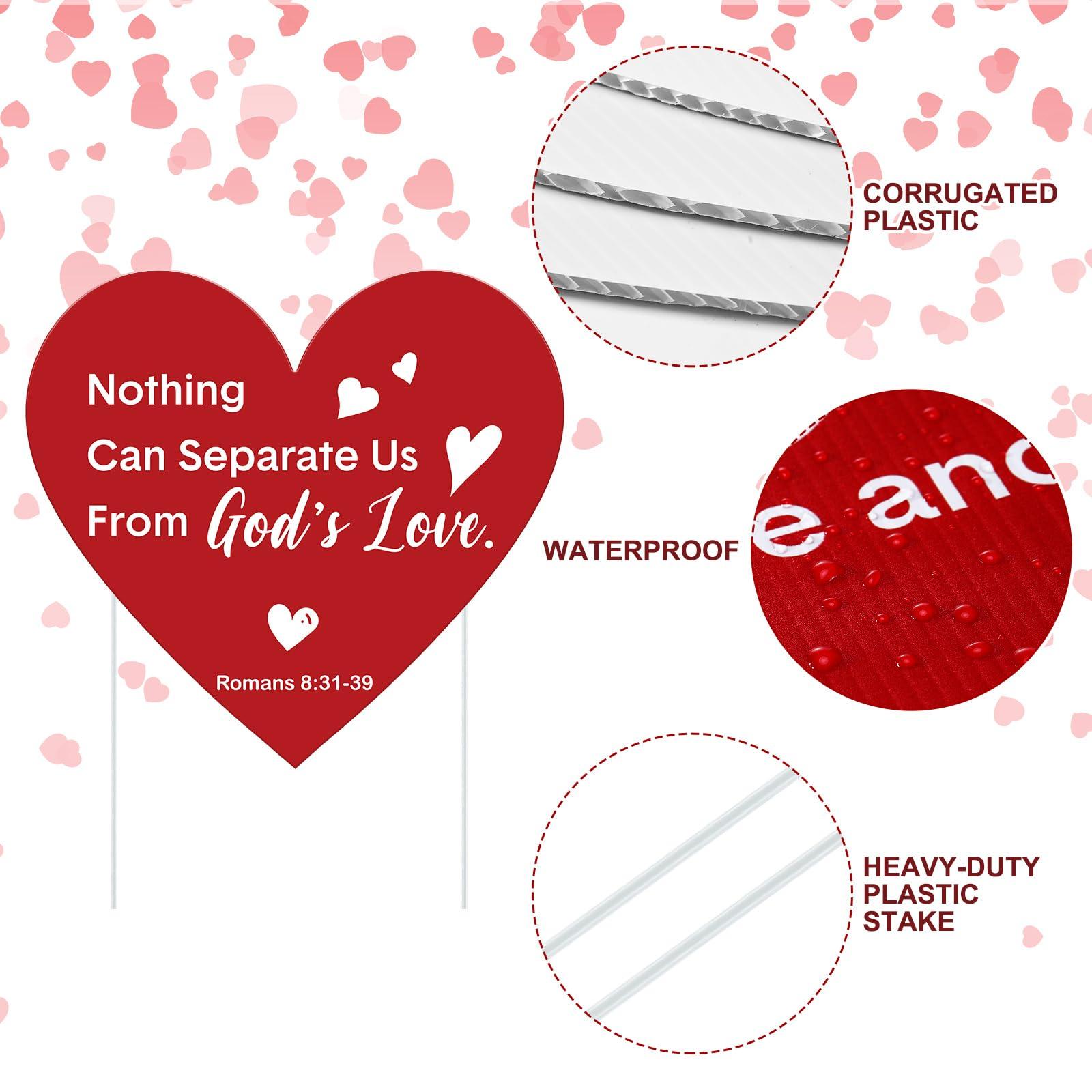 Beeveer 9 Pcs Christian Valentine's Day Yard Sign for Outdoor Decorations Jesus Bible Verse Hearts Lawn Decor with Stakes Heart Decoration for Wedding Shower Supplies Garden Pathway Walkway Love Decor - Image 3