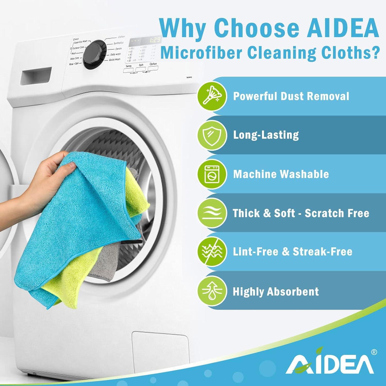 AIDEA Microfiber Cleaning Cloth-100PK, Soft Microfiber Towels for Cars, Absorbent Cleaning Rags, Lint-Free Streak-Free Wash Cloths for House, Kitchen, Window(12in.x12in) - Image 3