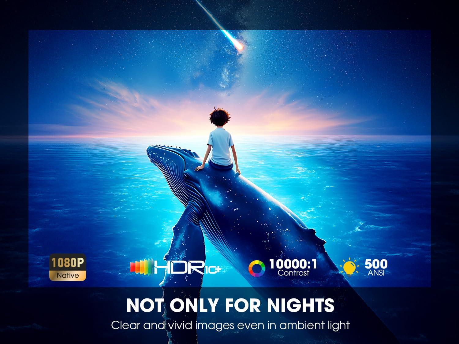 [Netflix Officially/Dolby Audio] Smart Projector with WiFi and Bluetooth, VIZONY Native 1080P Projector with Apps Built in Netflix, Youtube, Hulu, Disney+, Portable Mini Projector for Indoor/Outdoor - Image 4