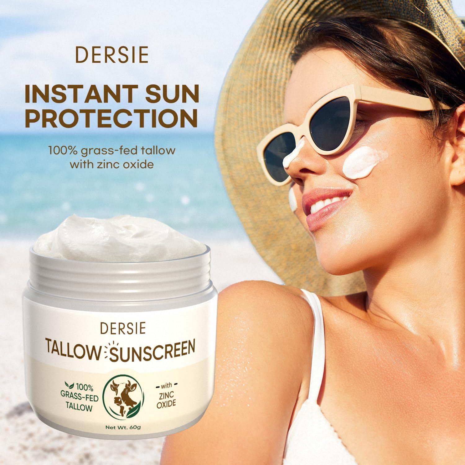 Beef Tallow Sunscreen with Zinc Oxide: Tallow & Zinc Oxide Instant Sun Protection - Non Greasy Formula with Beeswax, Red Raspberry, Carrot Oil - Suitable for Dry and Sensitive Skin - Fresh Scent - Image 2