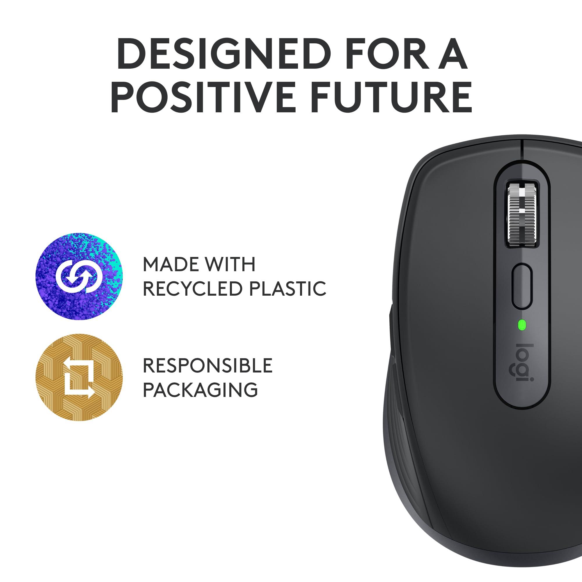Logitech MX Anywhere 3S Compact Wireless Mouse, Fast Scrolling, 8K DPI Any-Surface Tracking, Quiet Clicks, Programmable Buttons, USB C, Bluetooth, Windows PC, Linux, Chrome, Mac - Graphite - Image 10